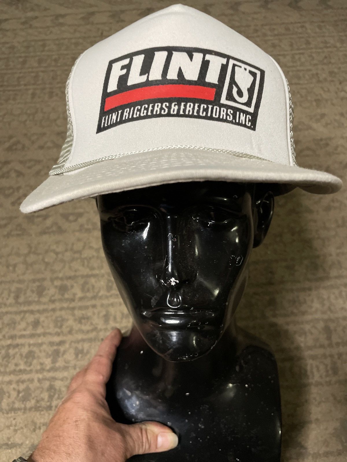 Vintage Flint Riggers Erectors Inc HAT Michigan CAP foam mesh crane Size ONE SIZE - 2 Thumbnail