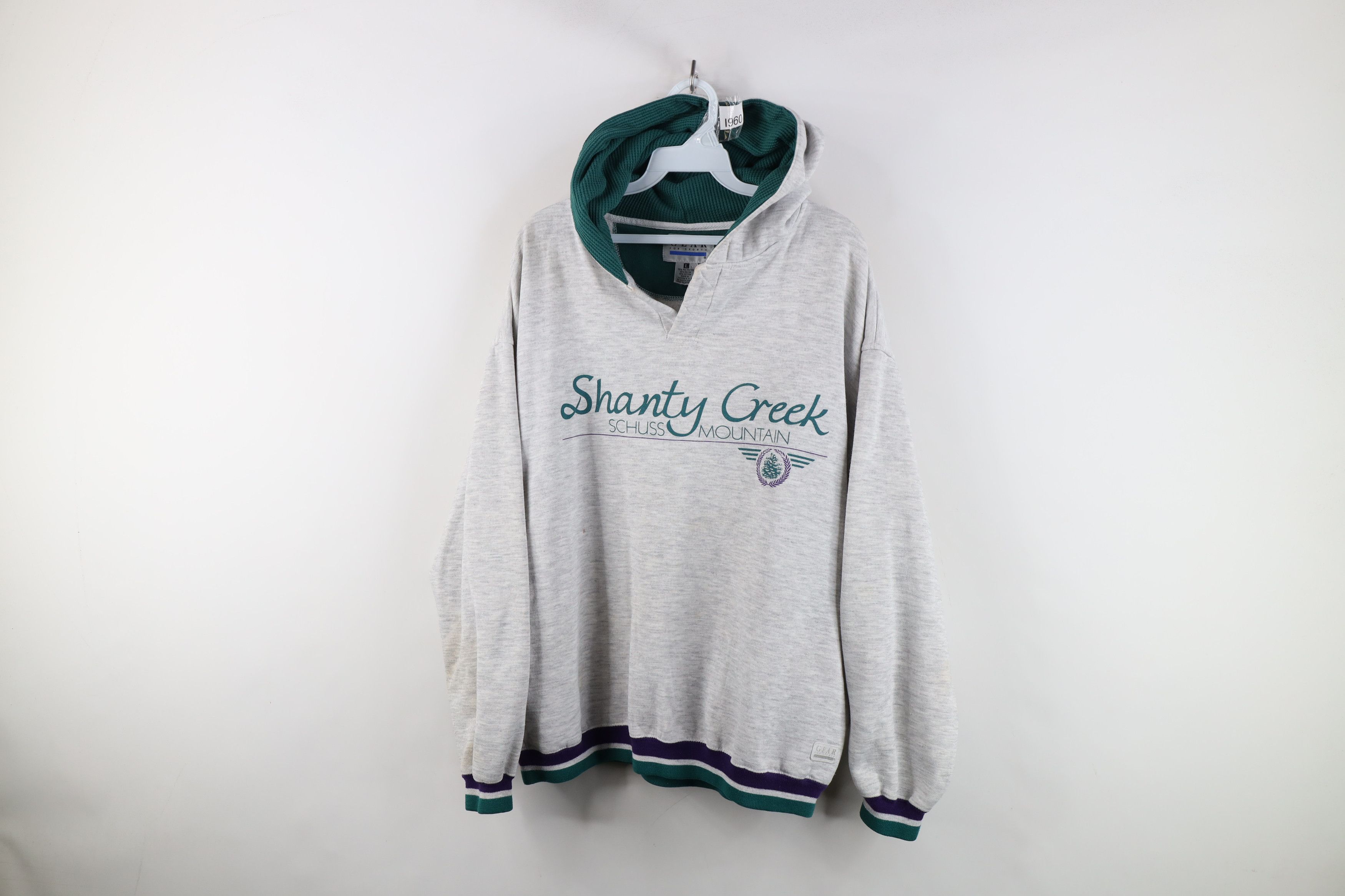 Vintage Vintage 90s Shanty Creek Schuss Mountain Striped Hoodie Size US L / EU 52-54 / 3 - 1 Thumbnail
