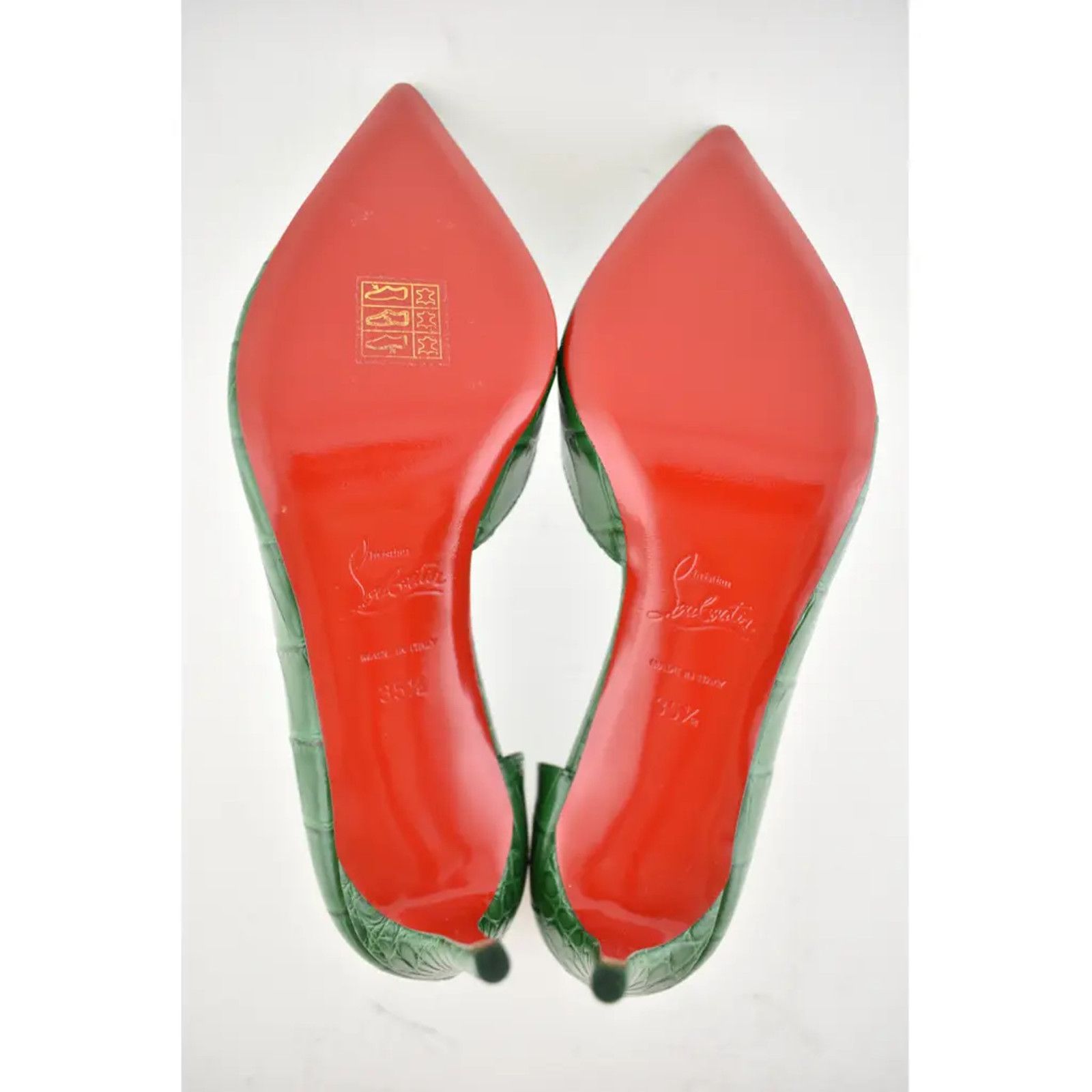 Christian Louboutin Iriza 85 Green Canopee Calf Ali Croc Leather Heel Pump 35.5 Size US 5.5 / IT 35.5 - 12 Thumbnail