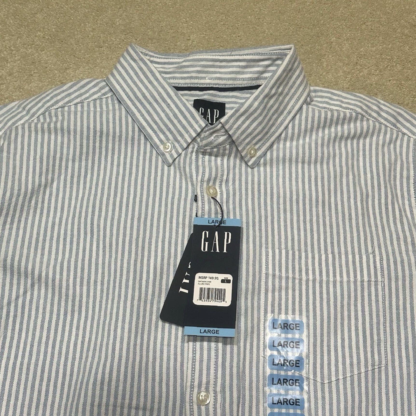 Gap Gap Oxford Button Up Shirt Mens Large Blue Striped Preppy NWT Casual Workwear Short Sleeve Button-Down Collared Vintage: No Size US L / EU 52-54 / 3 - 3 Thumbnail