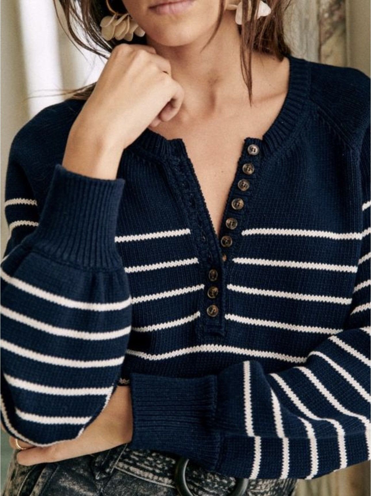 Designer × Sezane Sezane Paris oldmoney style striped sweater Size L / US 10 / IT 46 - 3 Thumbnail