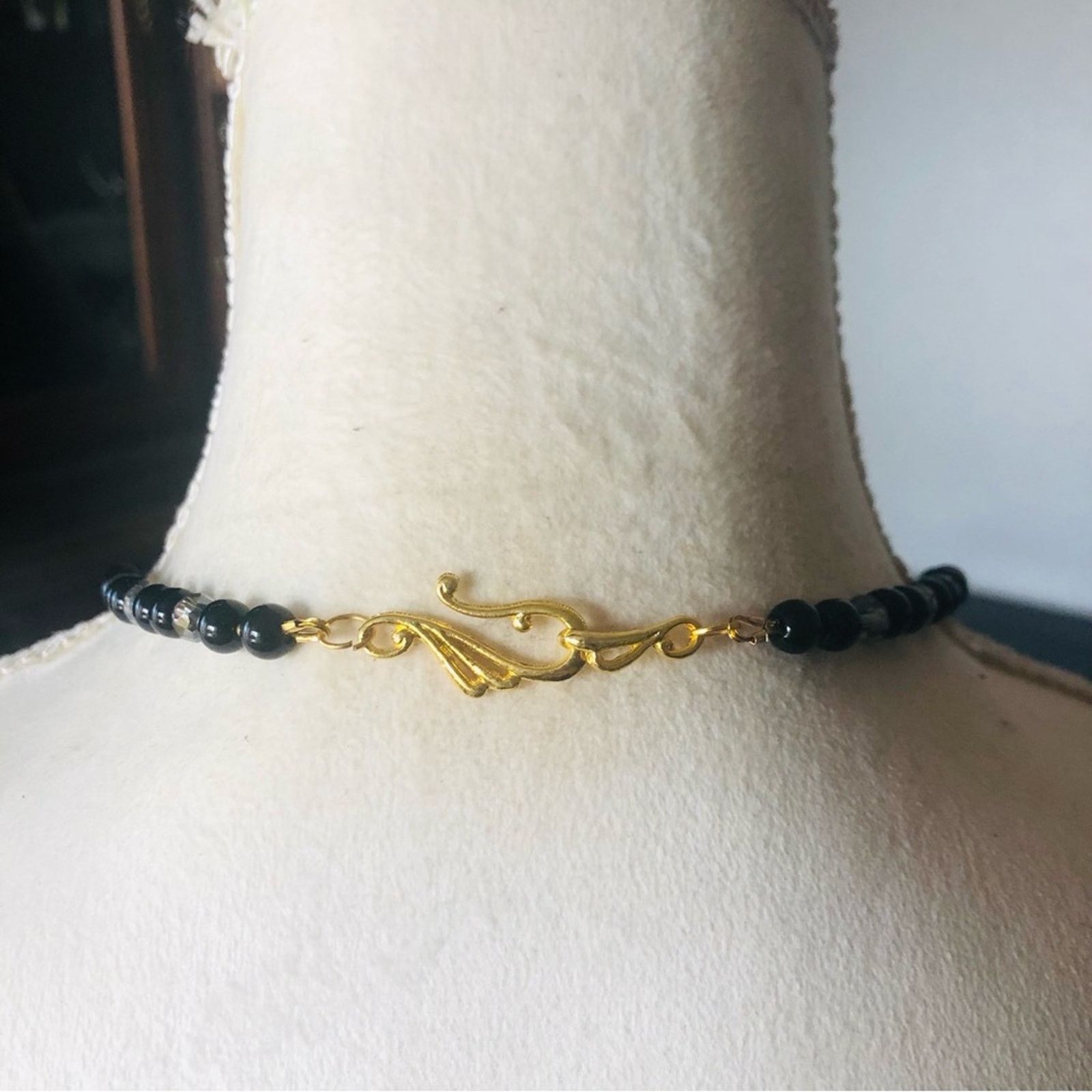 Handmade Handcrafted repurpose kyanite and black onyx Pearl necklace Size ONE SIZE - 8 Thumbnail