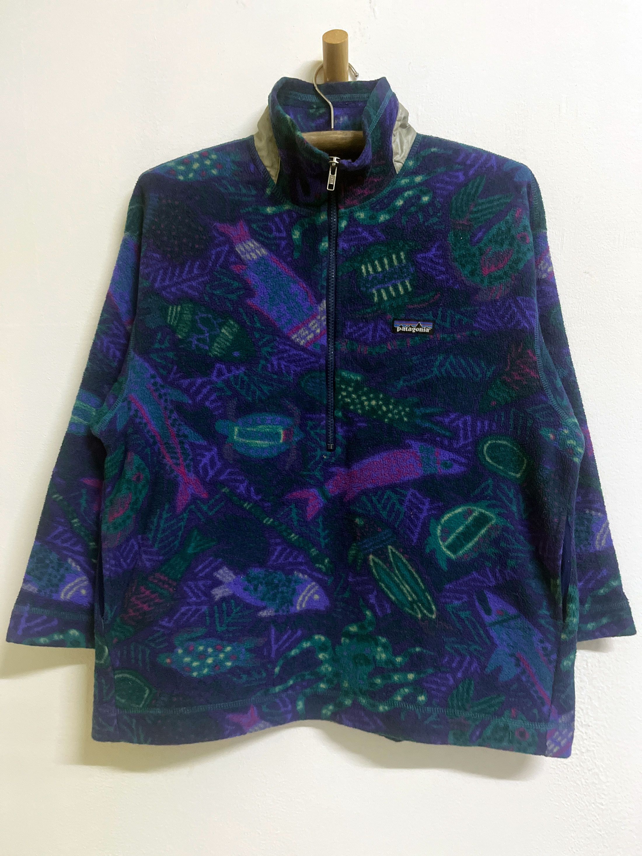 Patagonia Vintage Patagonia Deep Sea Printed Half Zipper Fleece Size US M / EU 48-50 / 2 - 1 Thumbnail