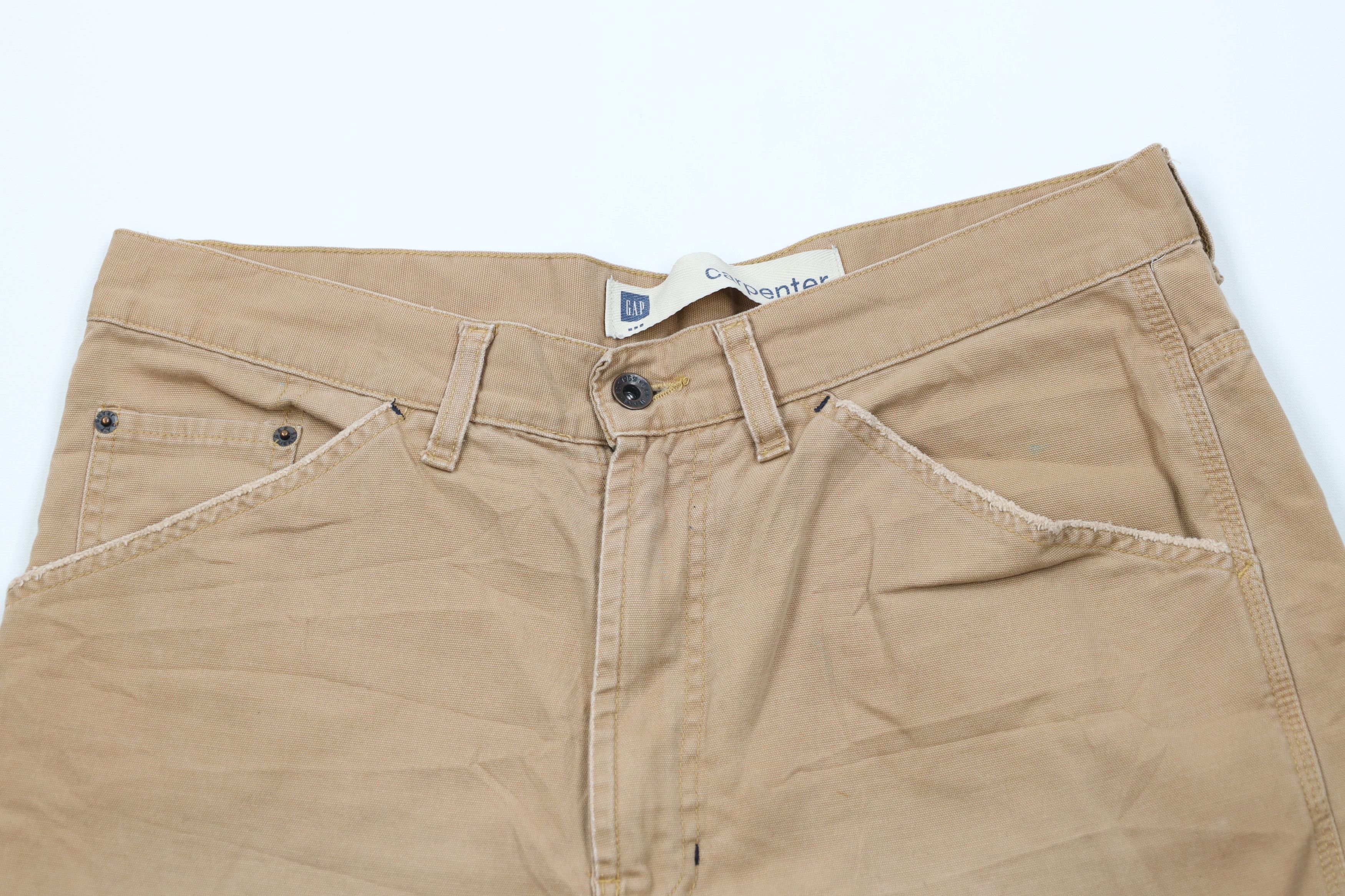 Gap × Vintage Vintage 90s Y2K Gap Carpenter Canvas Shorts Brown Cotton Size US 34 / EU 50 - 2 Thumbnail