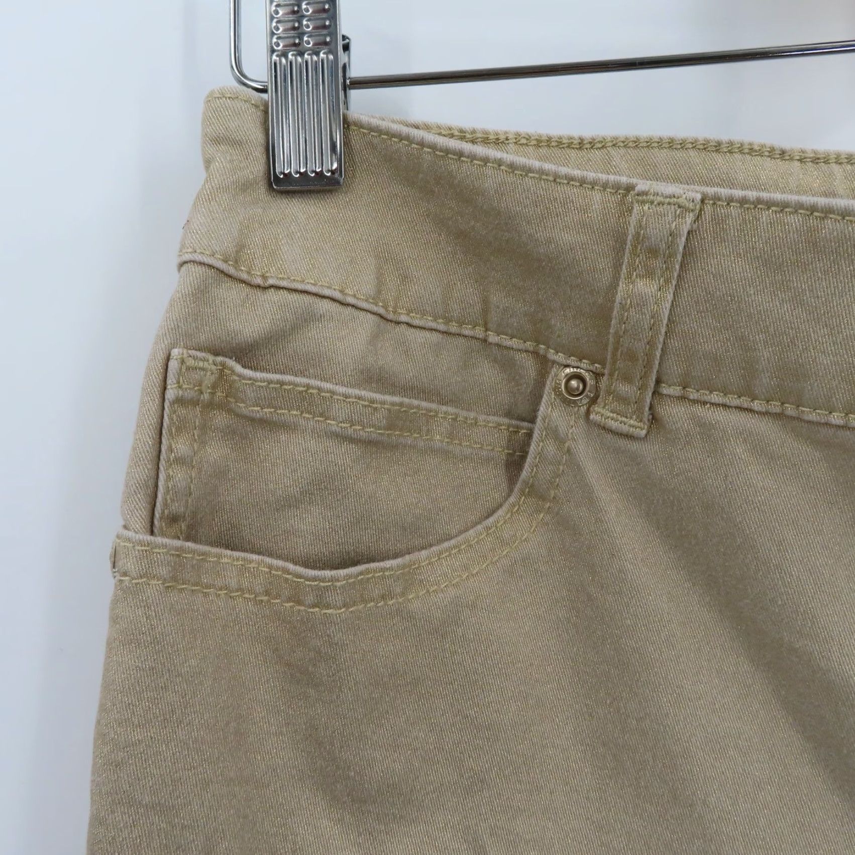 Vintage Chicos Womens 8 Gold Denim Jeans Straight Leg 5-Pocket Pockets Cotton Blend Zip Slim Stretch Vintage No Size 30" / US 8 / IT 44 - 3 Thumbnail