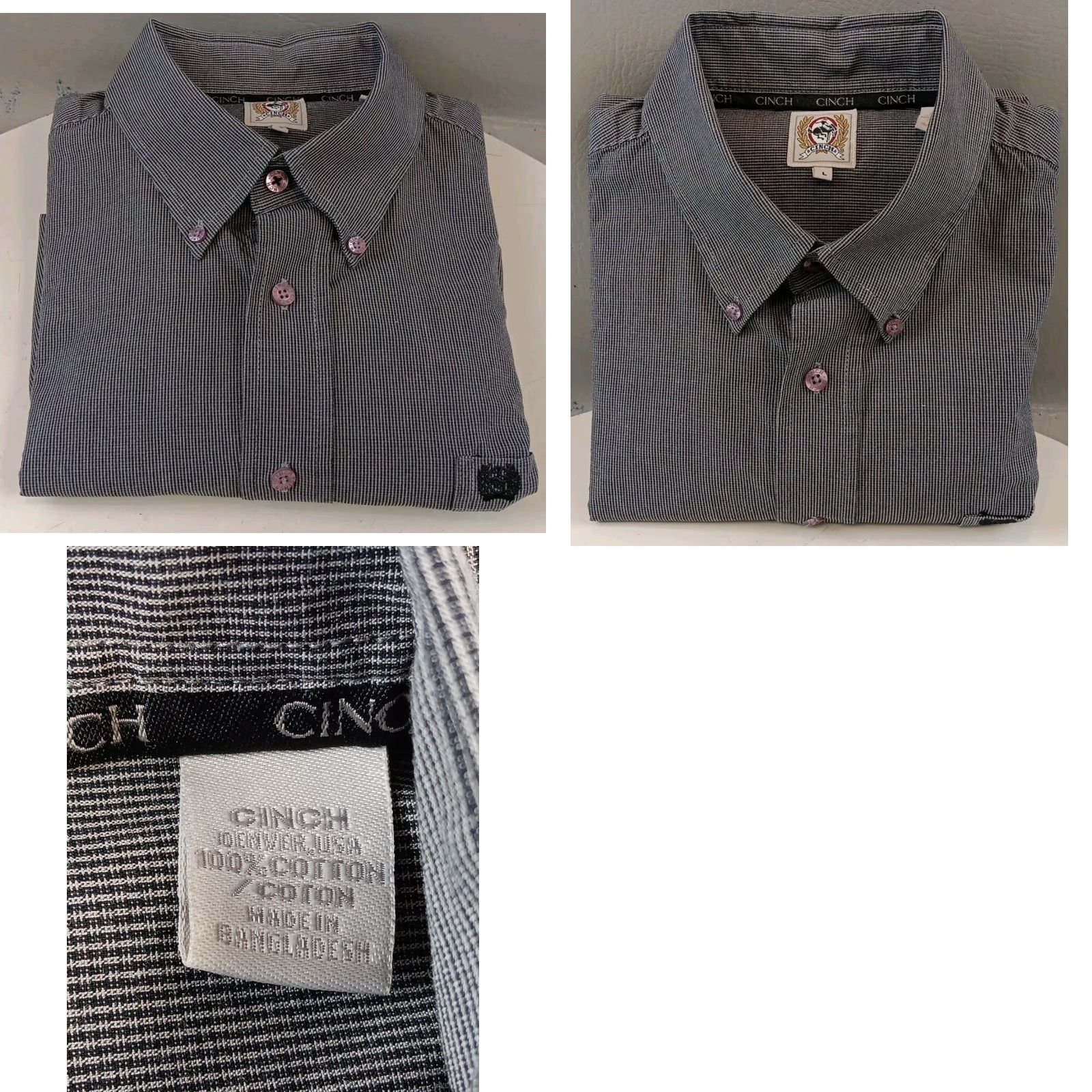 Logo 7 Cinch Shirt Long Sleeve Button-Up Black Men's L Pocket Logo Western Rodeo EUC Size US L / EU 52-54 / 3 - 9 Thumbnail