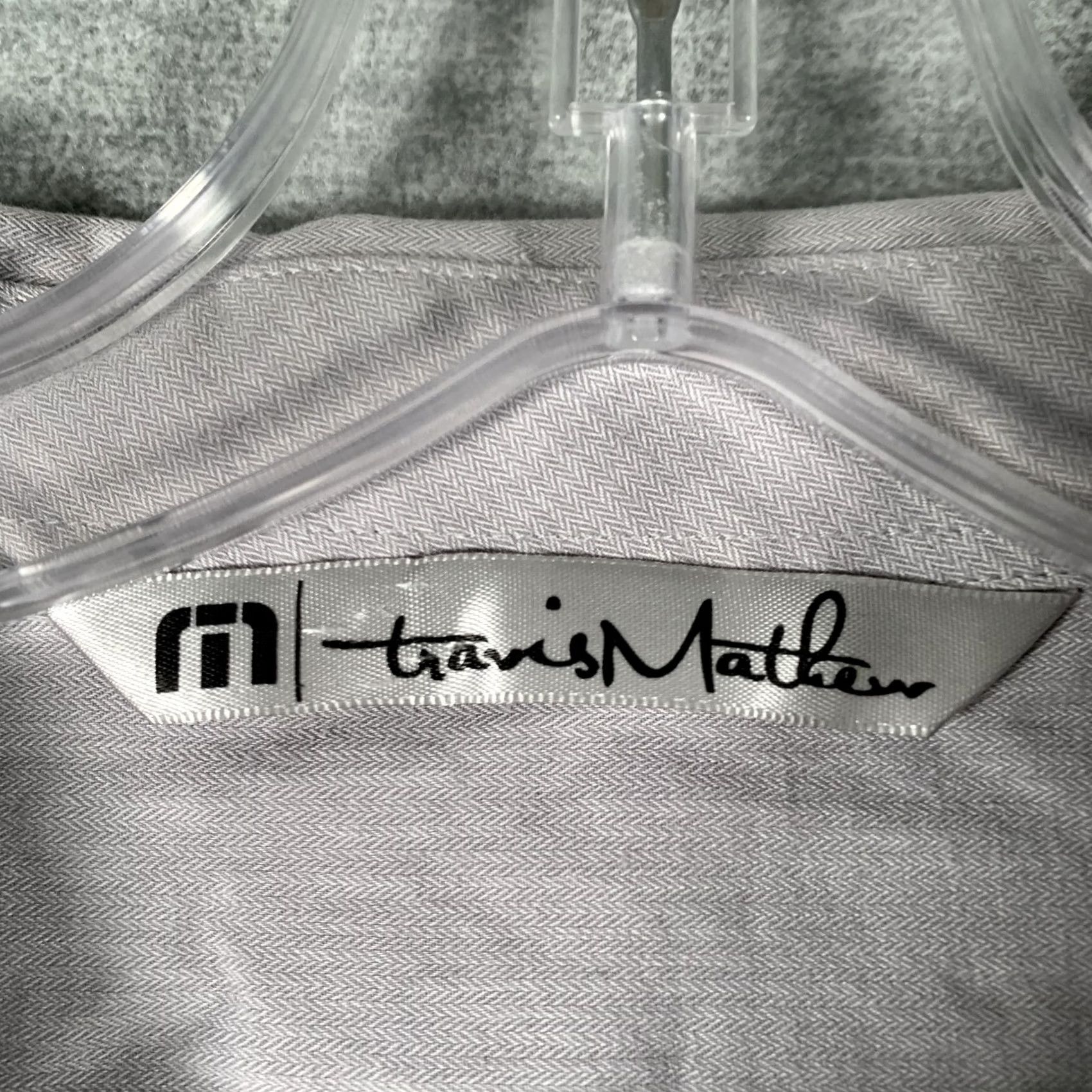 TravisMathew Travis Mathew Shirt Mens L Gray Herringbone Long Sleeve Button Front Casual Size US L / EU 52-54 / 3 - 5 Thumbnail