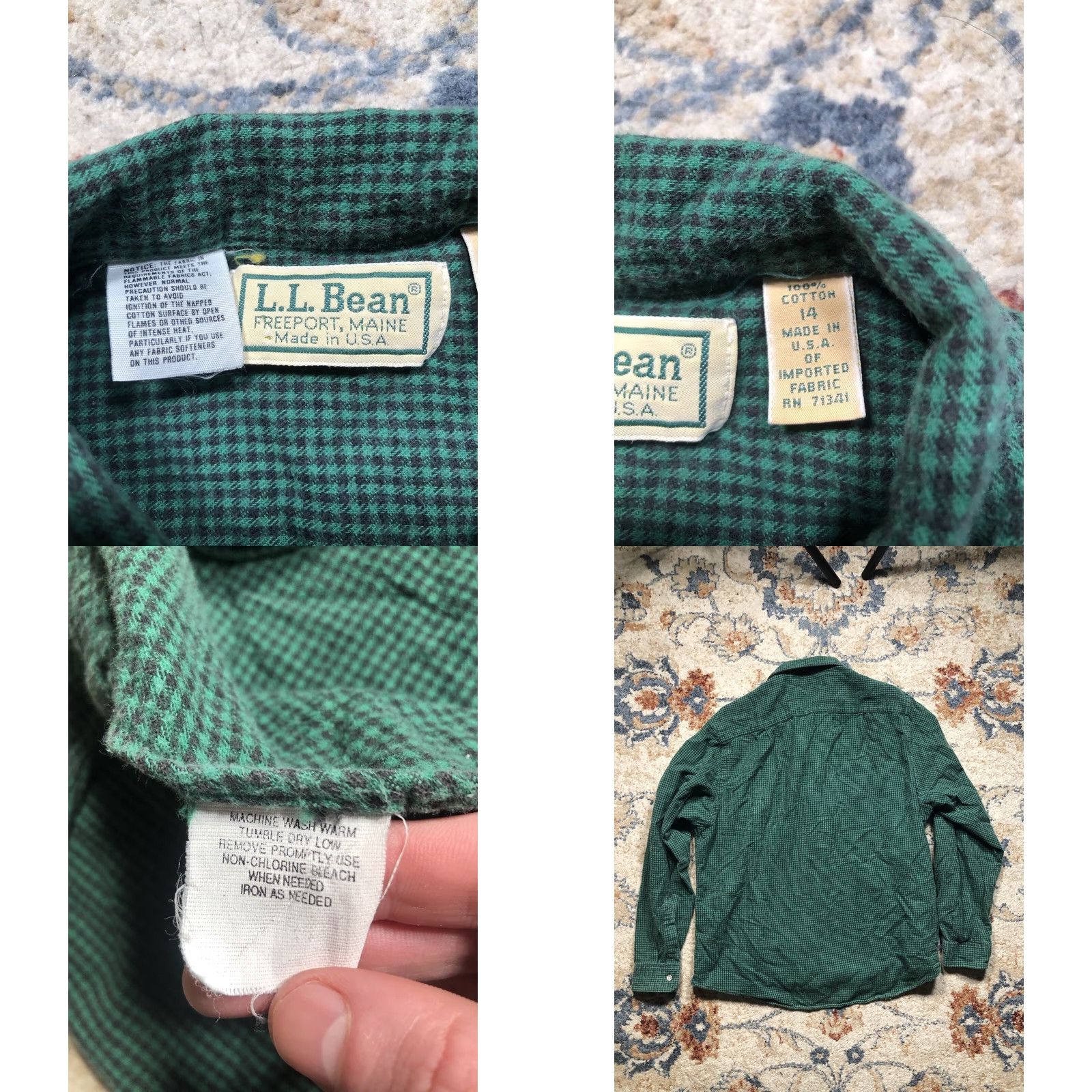 Vintage VINTAGE L.L. Bean Flannel Shirt Green Plaid Long Sleeve Button Up Womens 14 Size XL / US 12-14 / IT 48-50 - 8 Thumbnail