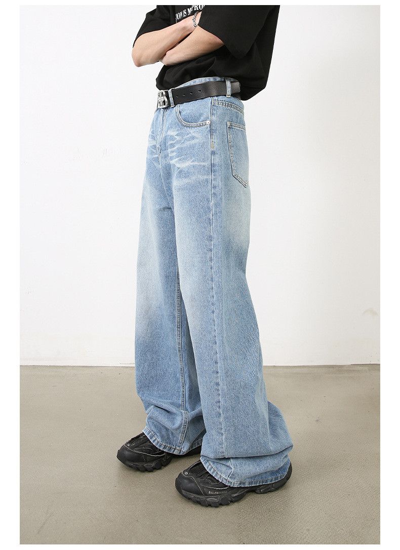 Jean Japanese retro loose straight men's whisker trendy jeans Size US 32 / EU 48 - 4 Thumbnail