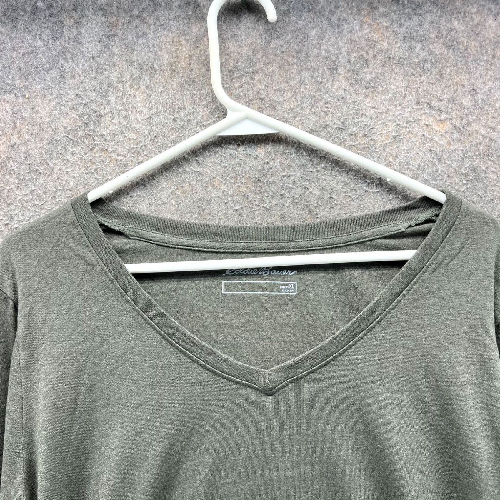 Eddie Bauer VINTAGE? No — Eddie Bauer Shirt Womens XL Green Long Sleeve V-Neck Heather Pullover Fleece Size XL / US 12-14 / IT 48-50 - 6 Thumbnail