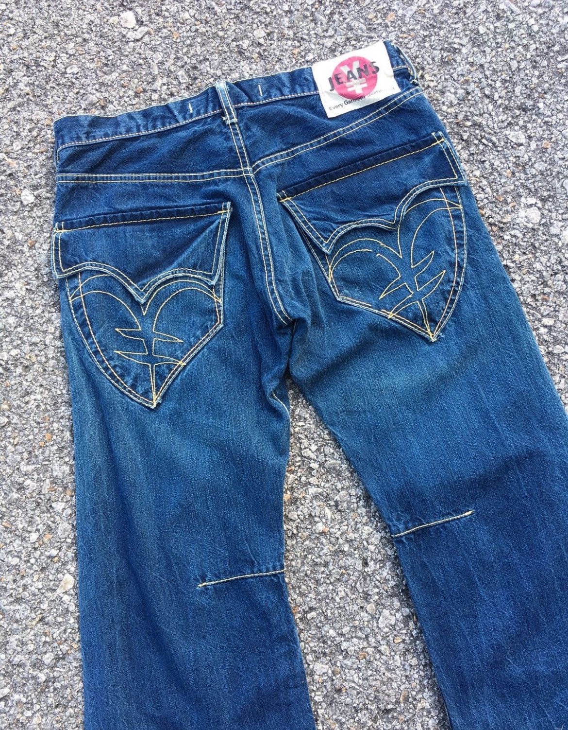 Hysteric Glamour × Issey Miyake × Japanese Brand Flare💥 90s Yen Jeans Red Label Insane Faded Distressed Jean Size US 32 / EU 48 - 3 Thumbnail