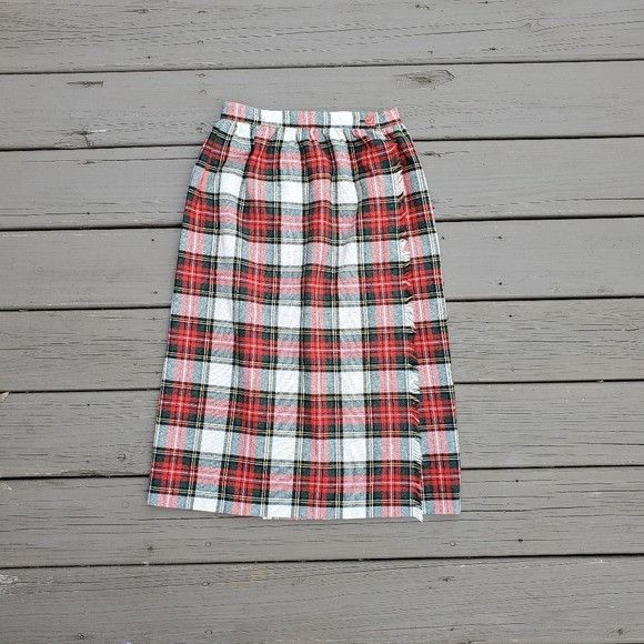 Designer × Vintage Vintage 90s y2k School Girl Wool Kilt Tartan Plaid Skirt Size 26" / US 2 / IT 38 - 2 Thumbnail