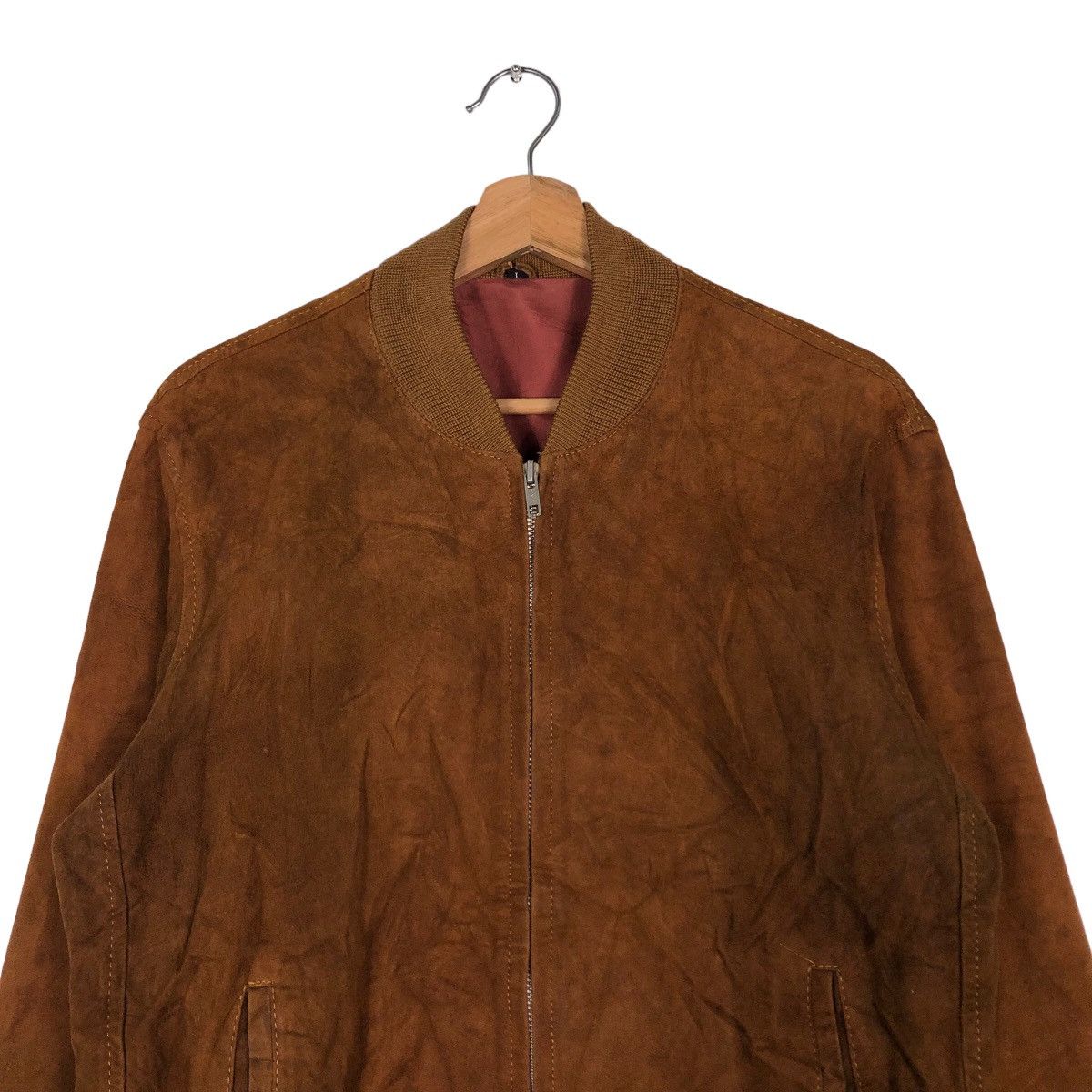 Japanese Brand 🔥Vintage Bomber Jacket Genuine Suede Leather Issey Miyake Size US L / EU 52-54 / 3 - 3 Thumbnail