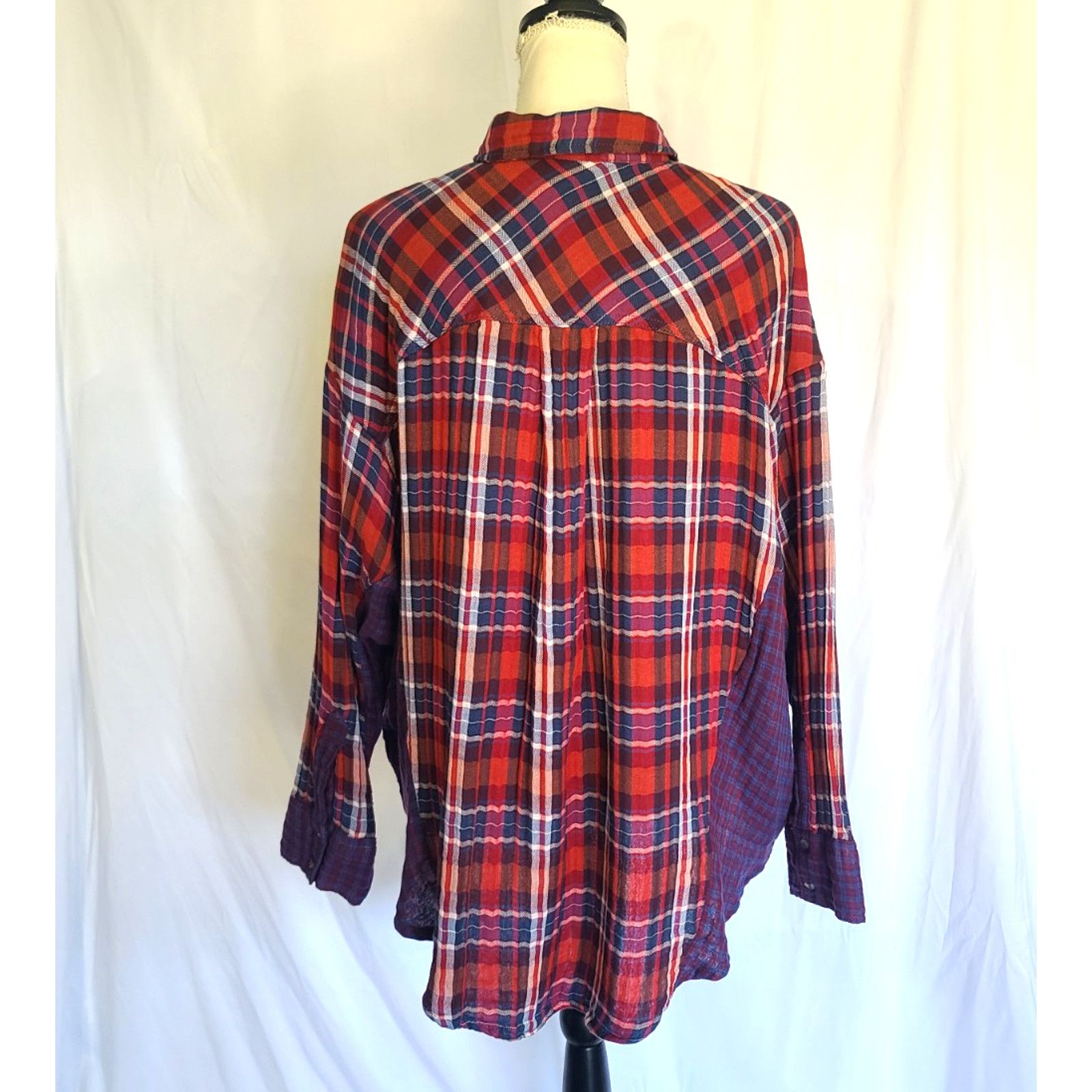 Free People Free People Plaid One Of The Guys Shirt Top Small Oversized Size S / US 4 / IT 40 - 5 Thumbnail
