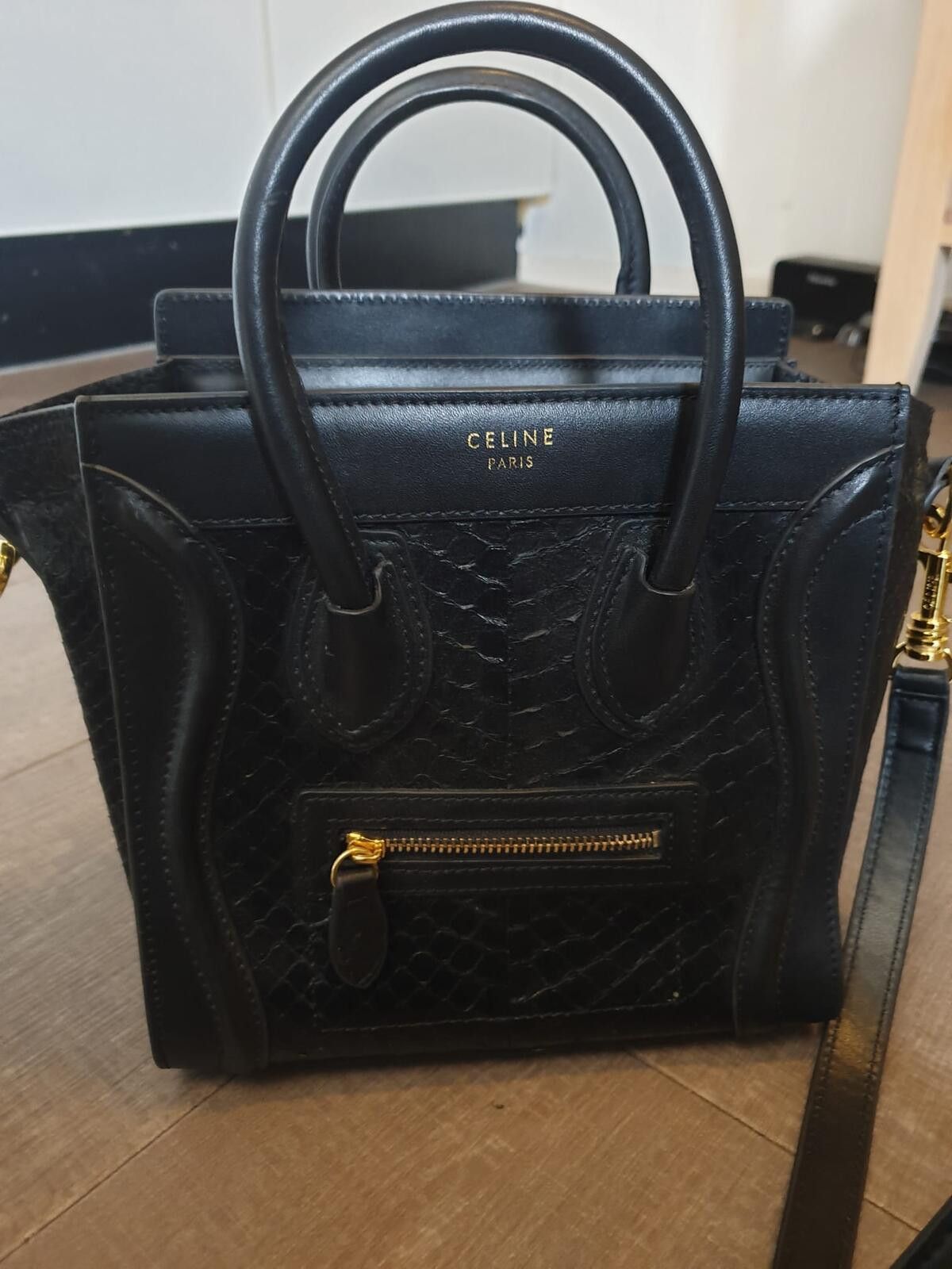 Celine Celine - Black Mini Luggage Tote Bag with Gold Hardware Size ONE SIZE - 2 Thumbnail