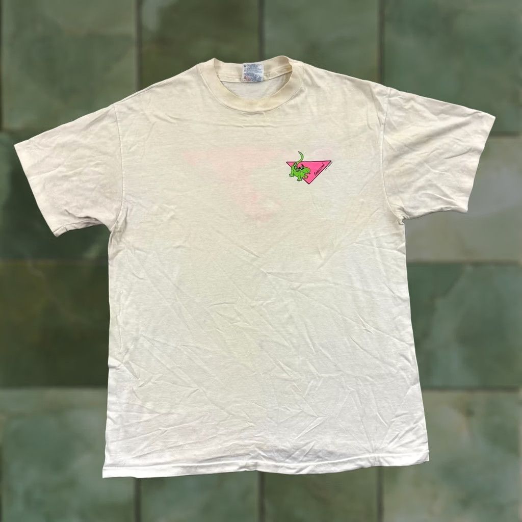 Hanes VINTAGE Lesard T-Shirt Adult Large White Crew Neck Short Sleeve 90s Dinosaur USA Men Mens Shirts Logo Graphic Print Hanes 90s USA White Large Size US L / EU 52-54 / 3 - 1 Thumbnail
