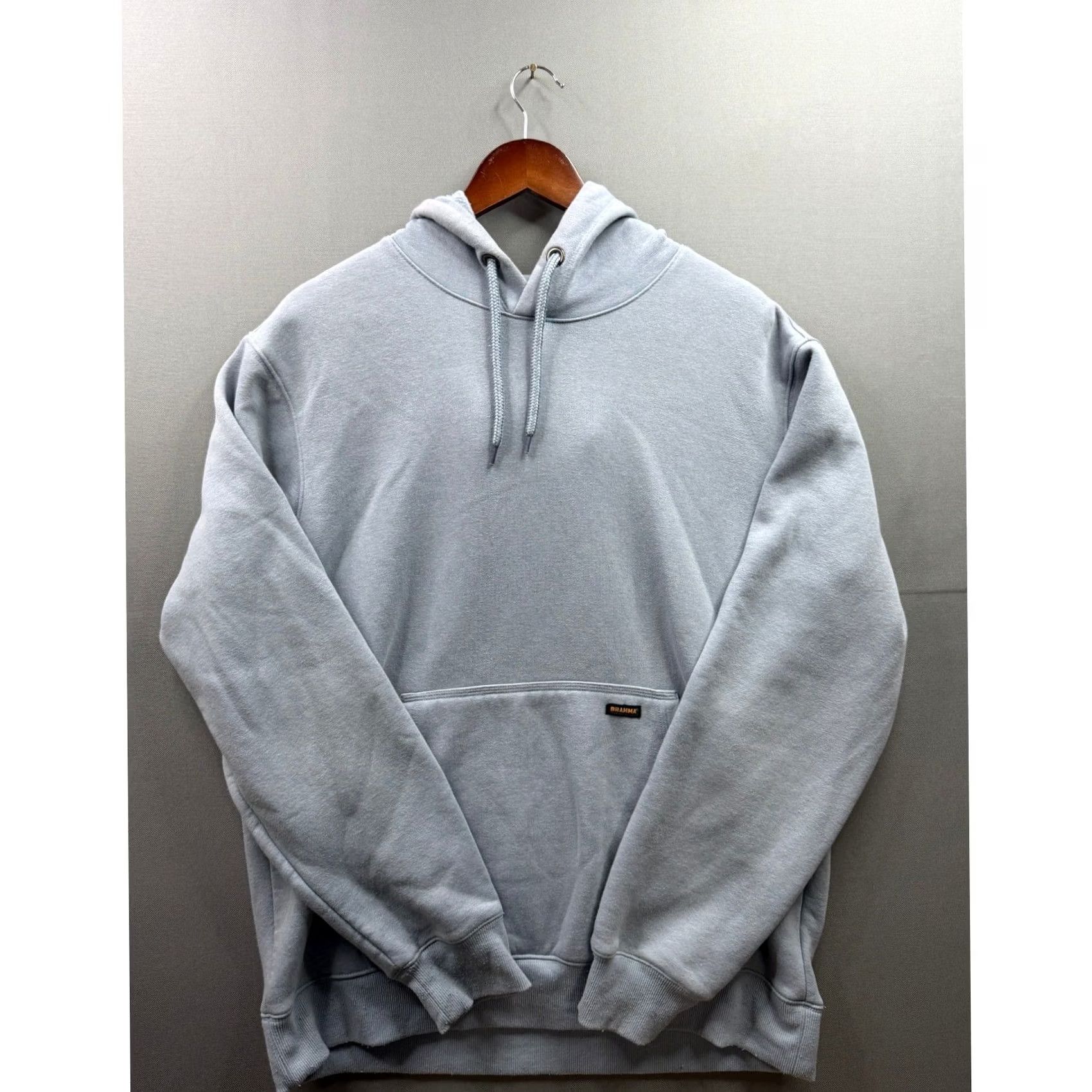 Vintage Brahma Hoodie Mens Heavyweight Fleece Lined Pullover Light Blue Kangaroo Pocket Drawstring Hooded Regular Large Mens Size US L / EU 52-54 / 3 - 2 Thumbnail