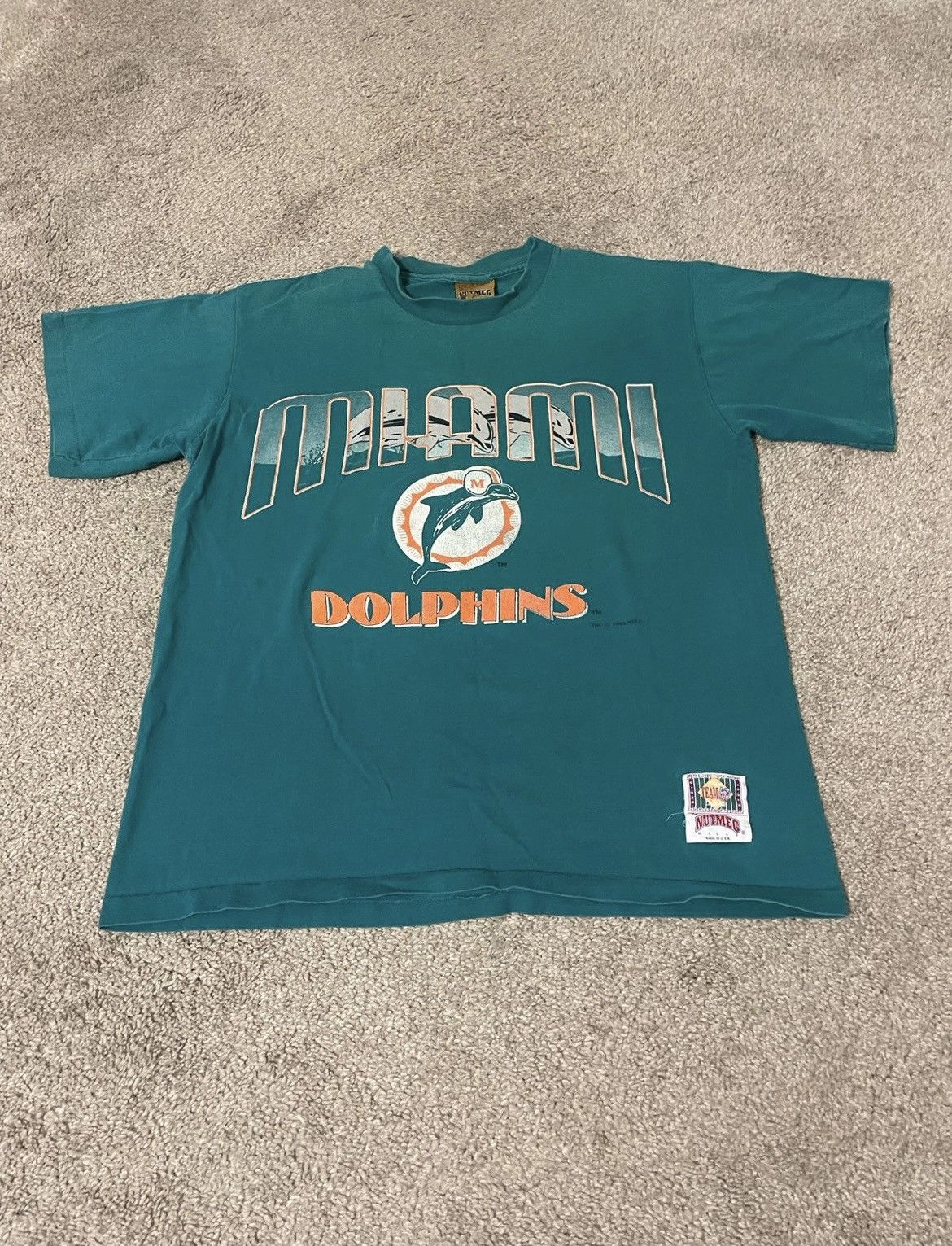 Number (N)ine × Nutmeg × Vintage Vintage 90s Miami Dolphins Nutmeg shirt Size M single Stitch Size US M / EU 48-50 / 2 - 1 Thumbnail