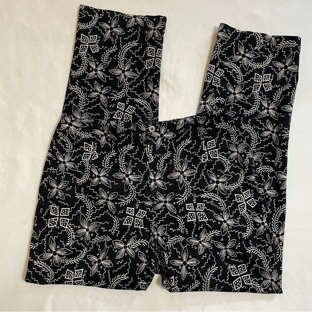 Chicos Chico's Design Black White Floral Cotton Pants Size 2 US L Size 36" / US 14 / IT 50 - 7 Thumbnail