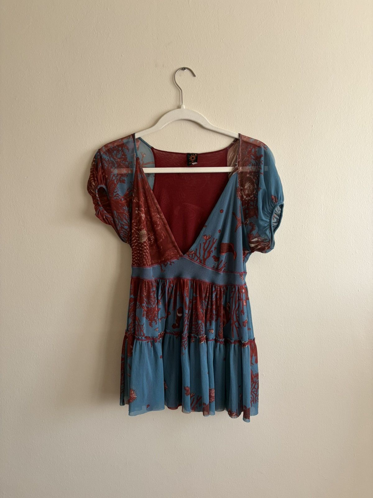 Jean Paul Gaultier JPG Soleil S/S 1999 Sea Life Mesh Baby Doll Blouse Size M / US 6-8 / IT 42-44 - 1 Thumbnail