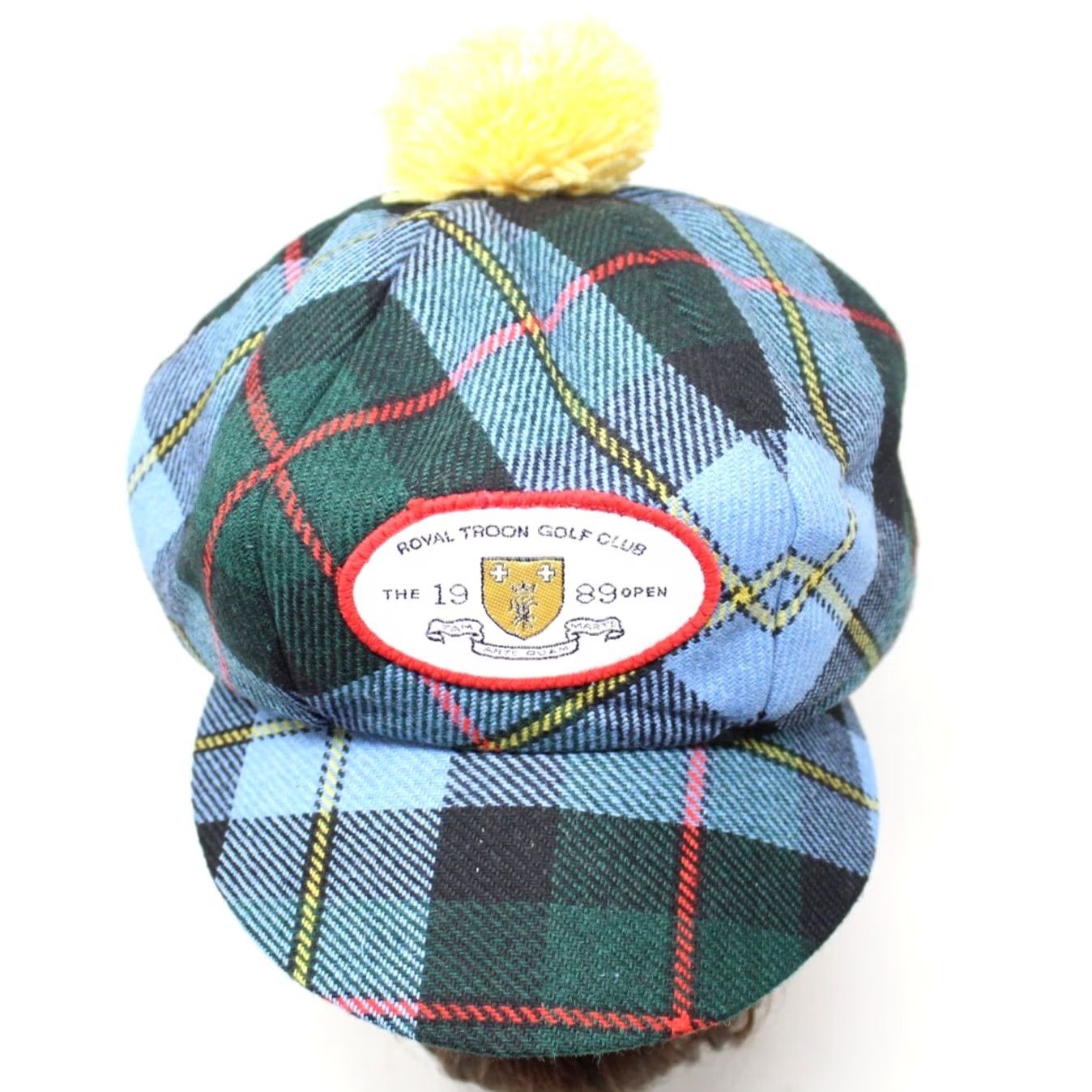 Vintage VTG Royal Troon 1989 British Open Hat Plaid Newsboy Cap Wool/Cotton Blue Green Red Yellow Men Adjustable One Size Crew/Newsboy Cap Men Size ONE SIZE - 3 Thumbnail