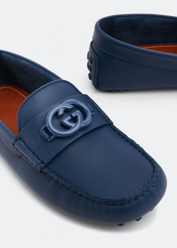 Gucci o1s1wg110125 Interlocking G Drivers Loafers in Blue Size US 14 / EU 47 - 2 Thumbnail