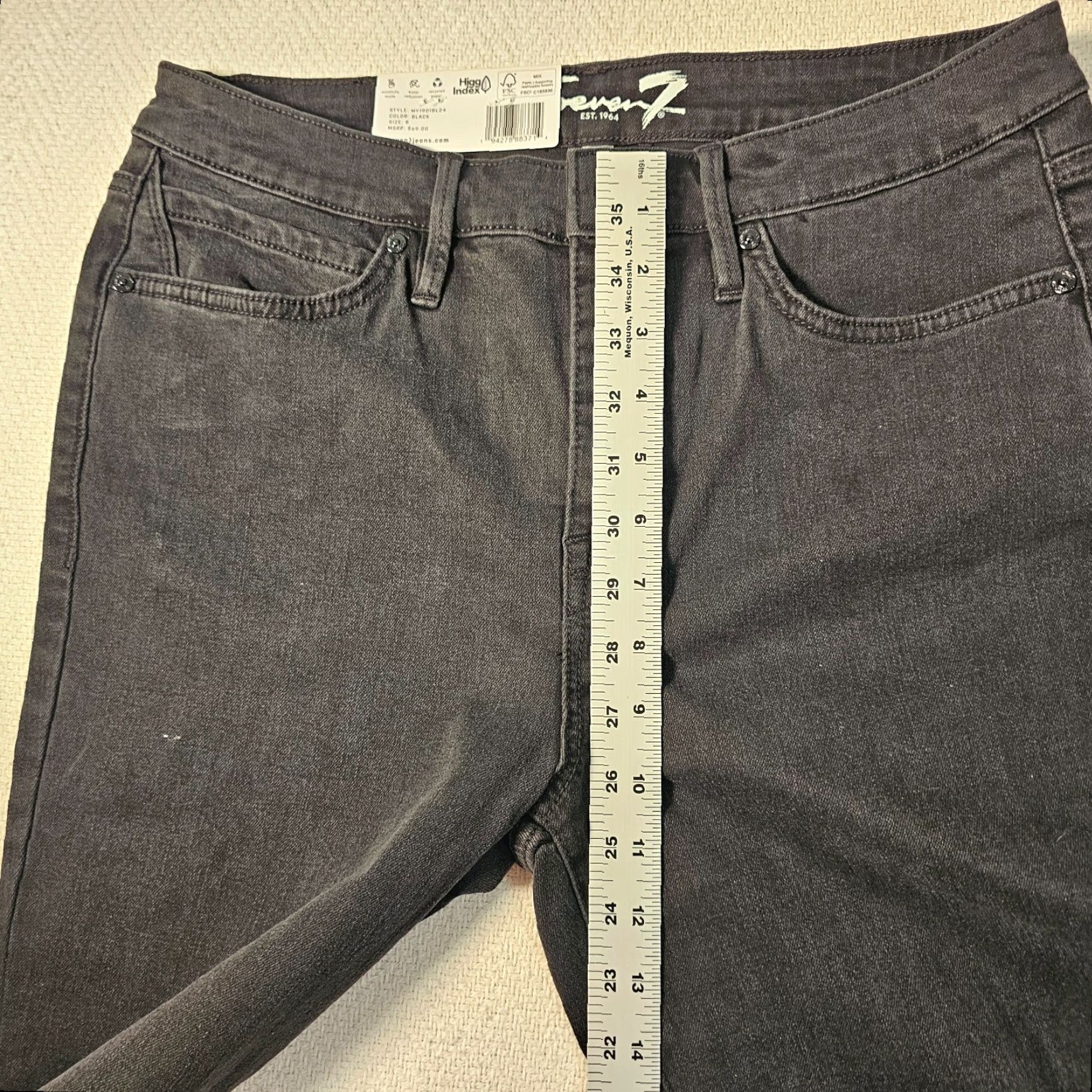 Vintage Seven7 Jeans Women's High Rise Skinny 5 Pockets Black Size 8 Size 30" / US 8 / IT 44 - 6 Thumbnail