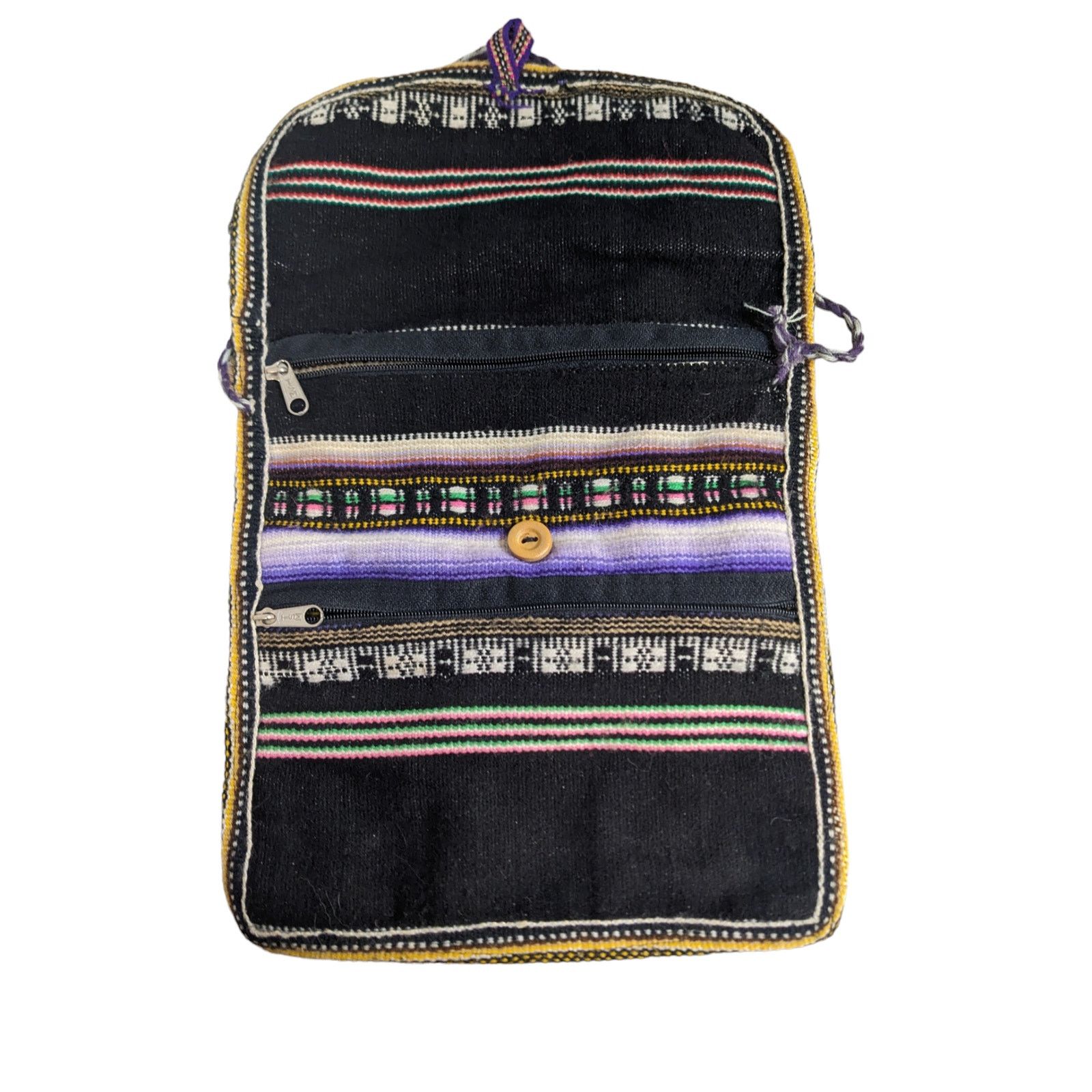 Handmade Woven Folk Peruvian Alpaca Wool Purple Ombre Crossbody Purse Size ONE SIZE - 4 Thumbnail