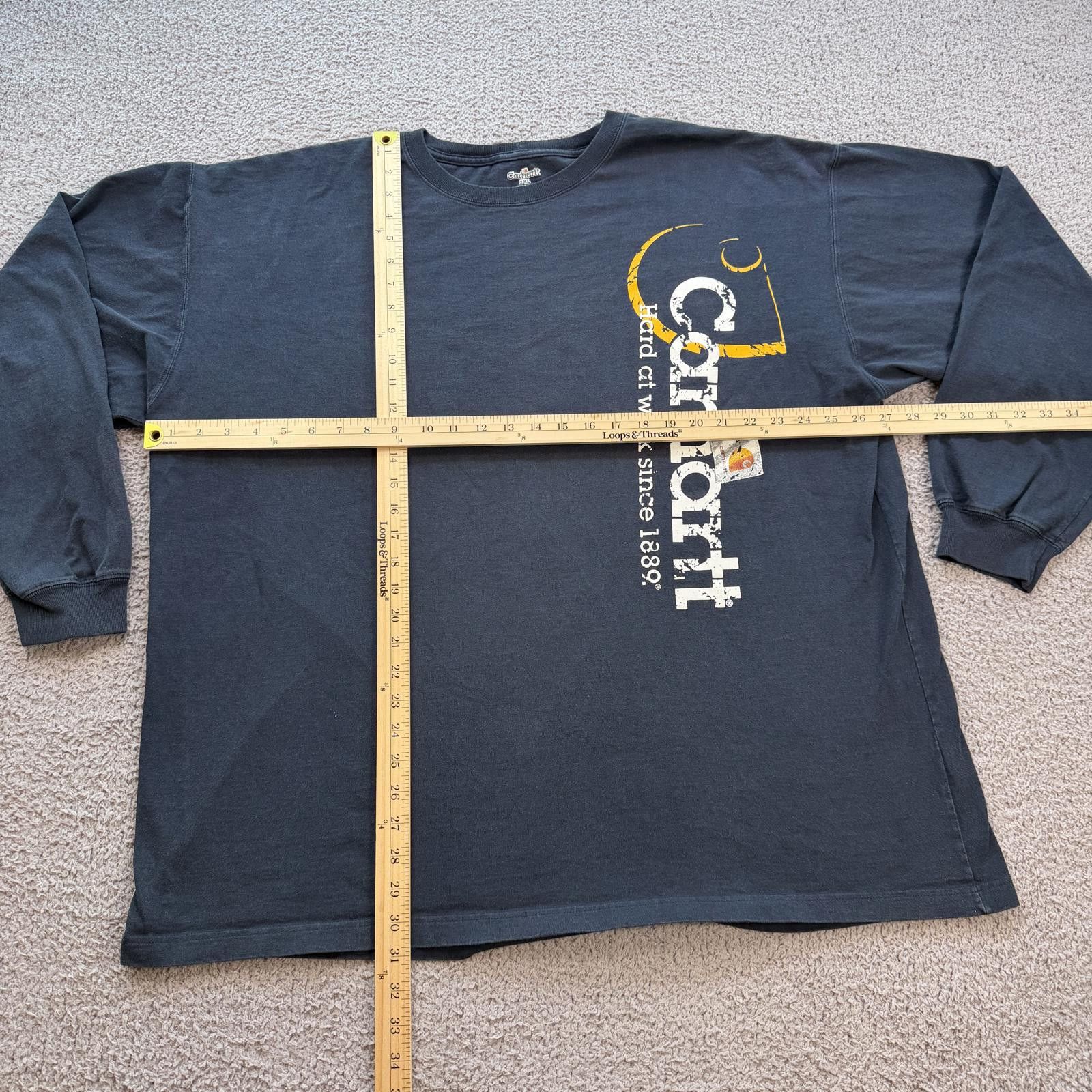 Carhartt Carhartt K214 Navy Blue Vertical Long Sleeve Shirt Mens 2XL Size US XXL / EU 58 / 5 - 2 Thumbnail