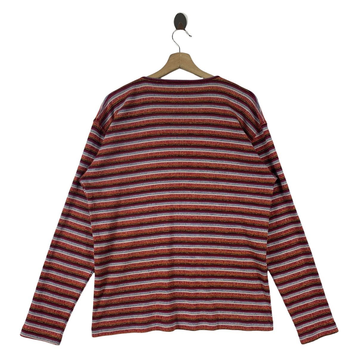 Japanese Brand × Kenzo Vintage KENZO homme u collar stripe long sleeve tee Size US L / EU 52-54 / 3 - 4 Thumbnail