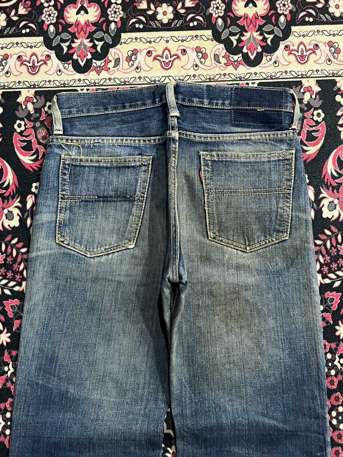 Vintage Vintage 70s Big Stone Bell Bottom Blue Washed Flare Jeans Size US 31 - 8 Thumbnail