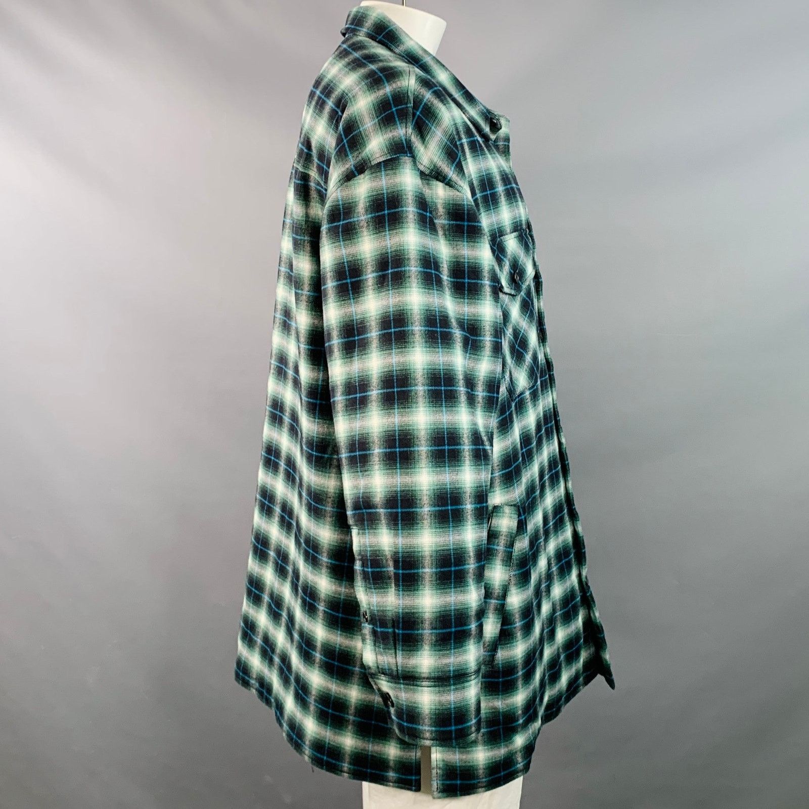 Lanvin LANVIN Green Black White Plaid Cotton Oversized Shirt Jacket Size US XL / EU 56 / 4 - 3 Thumbnail