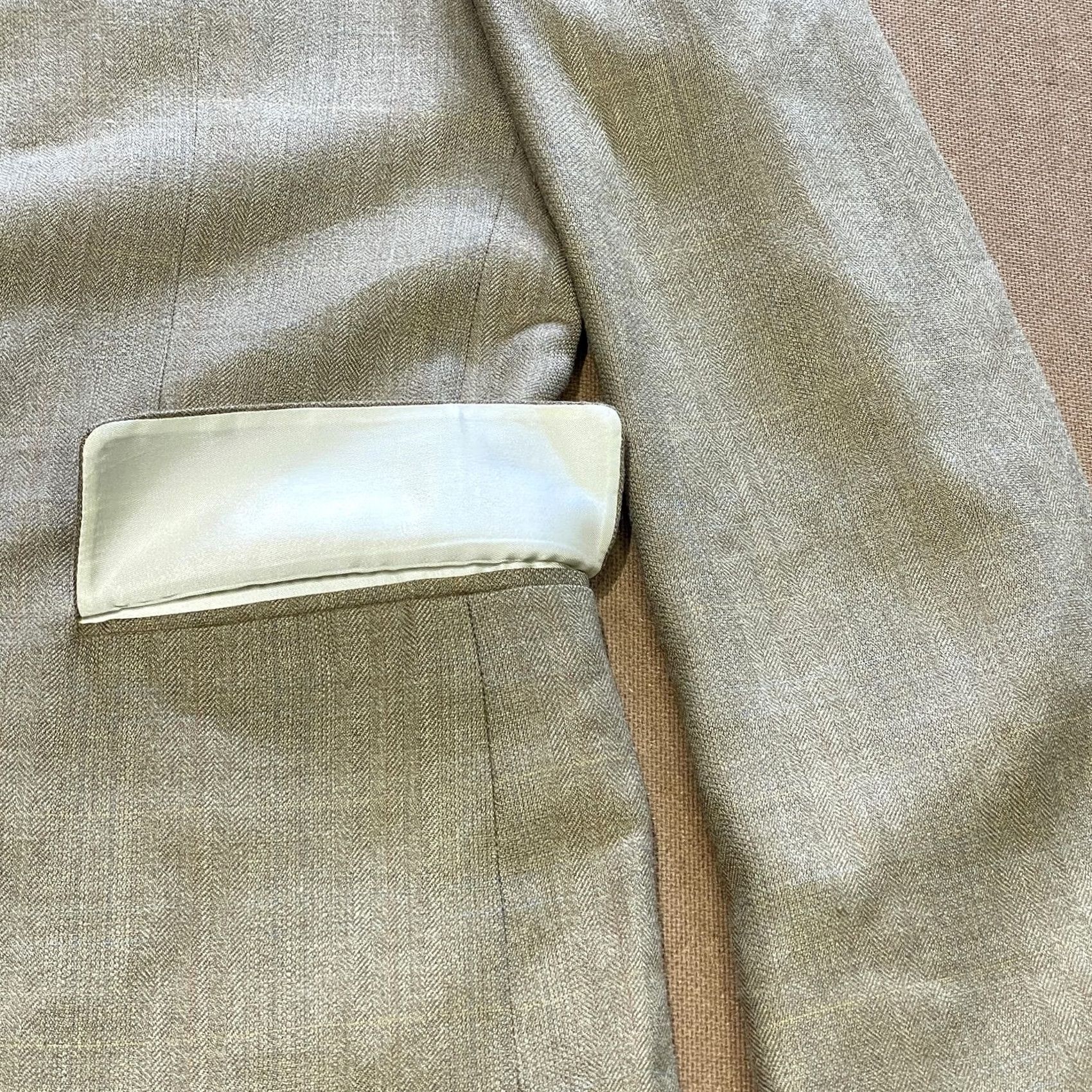 Oscar De La Renta Oscar de la Renta Blazer Mens 44L Tan Silk Wool Jacket Sport Coat Lined Size 44R - 4 Thumbnail
