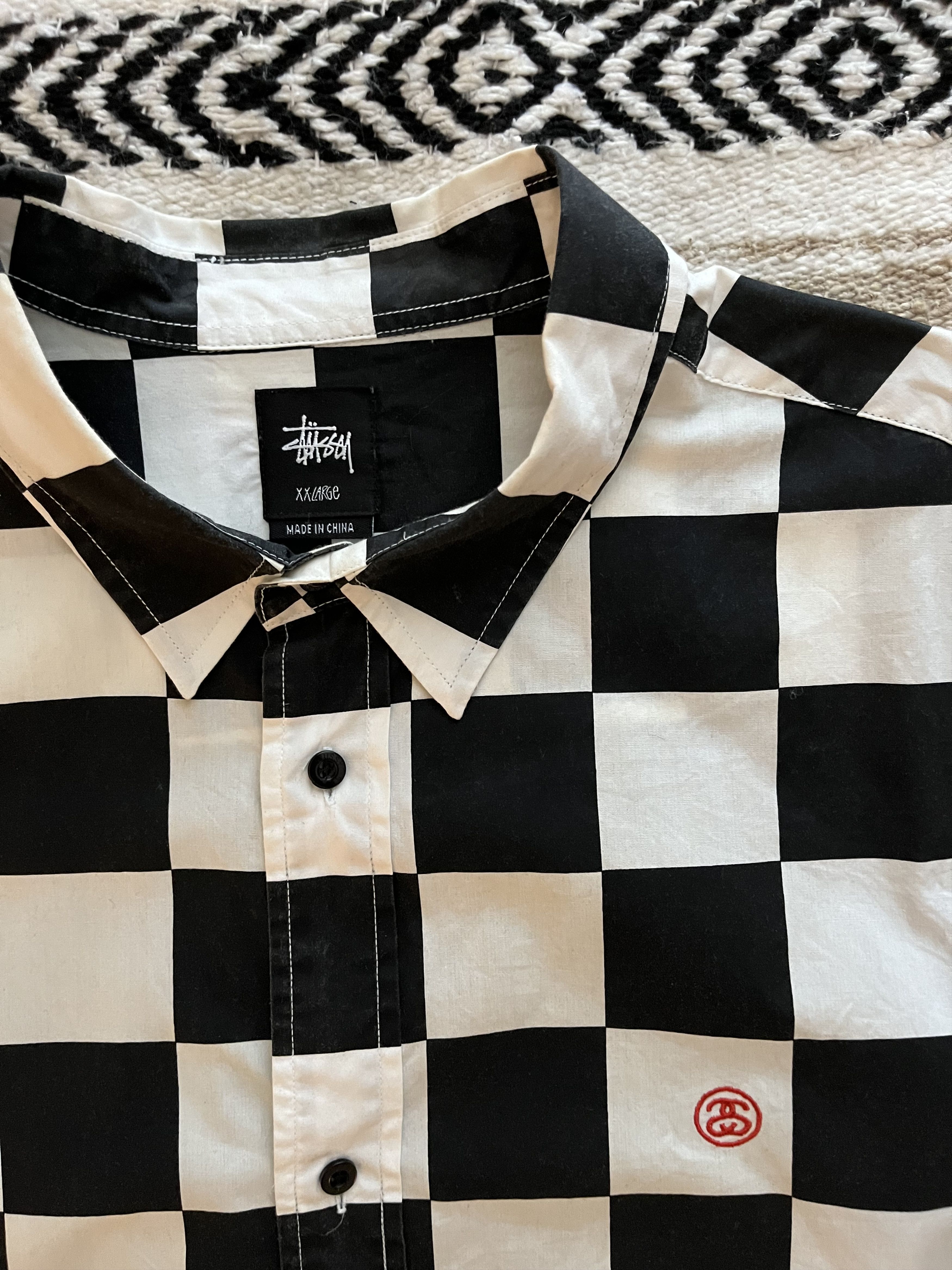 Stussy Stüssy Checkered Button-Up Shirt (Black/White) Size US XXL / EU 58 / 5 - 2 Thumbnail