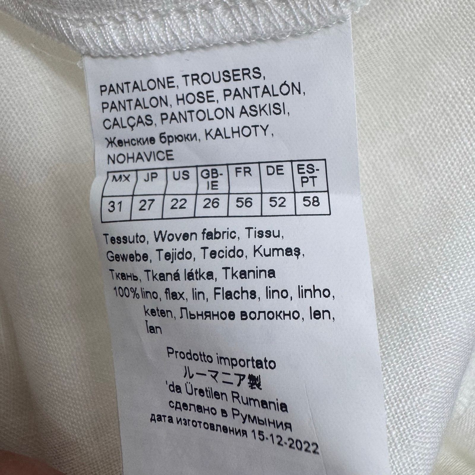 Marina Rinaldi Marina Rinaldi White Flax Linen Wide Leg Cropped Pant US 22 Size 22" - 7 Thumbnail