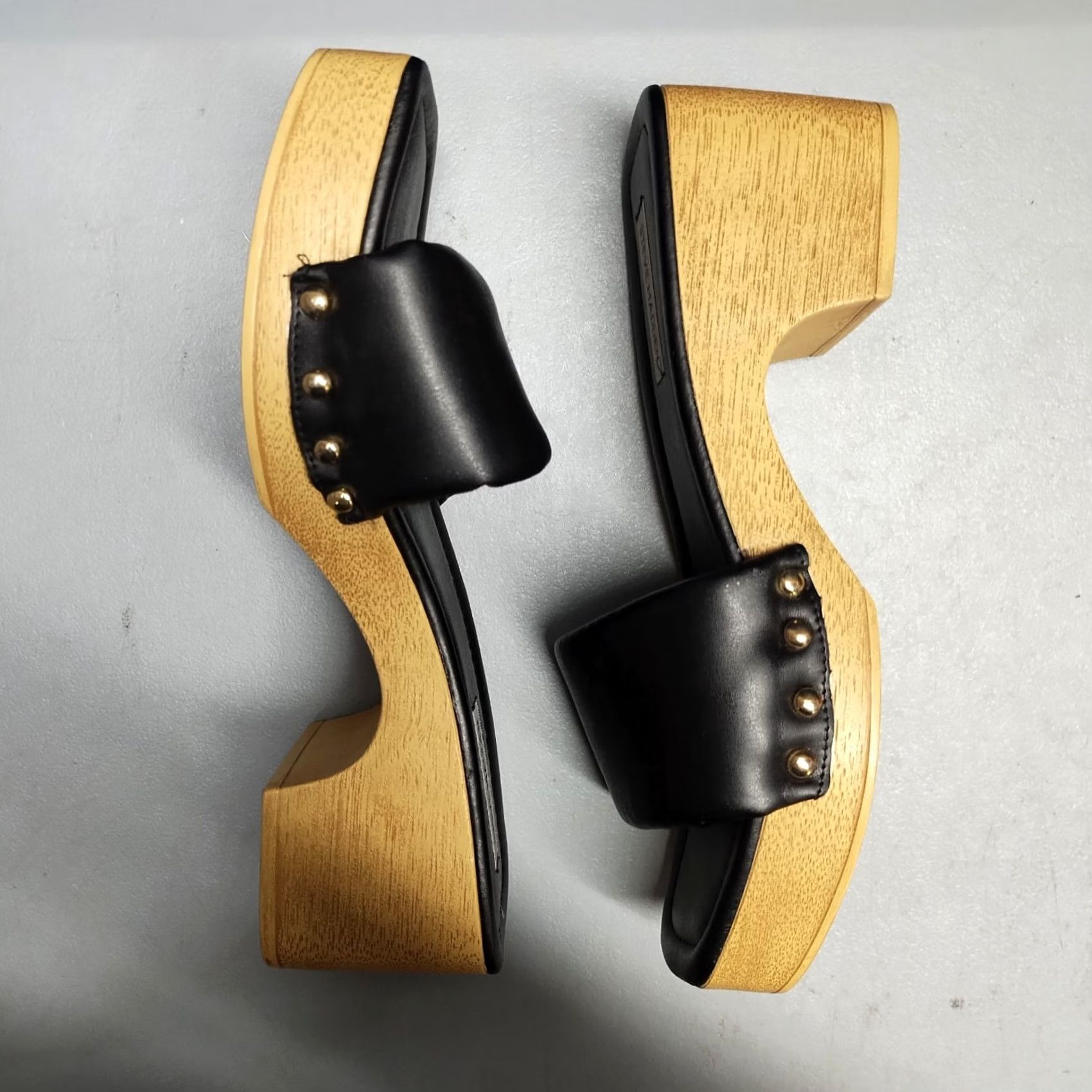 Steve Madden Steve Madden Chana Woody Platform Slide Sandals Womens US 9 Black & Brown Open Toe - Size 9 Womens, Slide, Casual, Summer, 2-2.9in, Block Heel Size US 9 / IT 39 - 3 Thumbnail