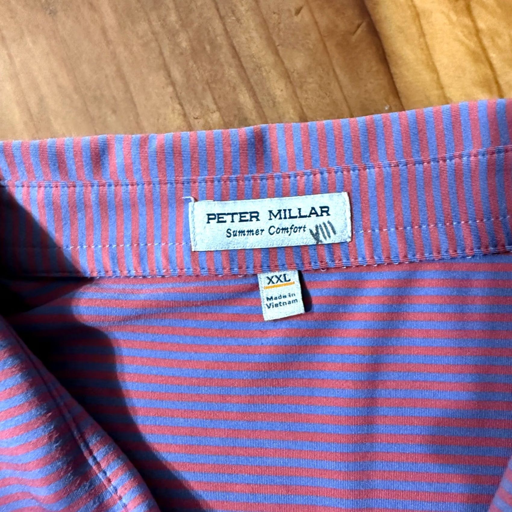 Peter Millar Peter Millar Polo Shirt Mens XXL Pink Blue Striped Golf S/S Polyester S15 Size US XXL / EU 58 / 5 - 5 Thumbnail