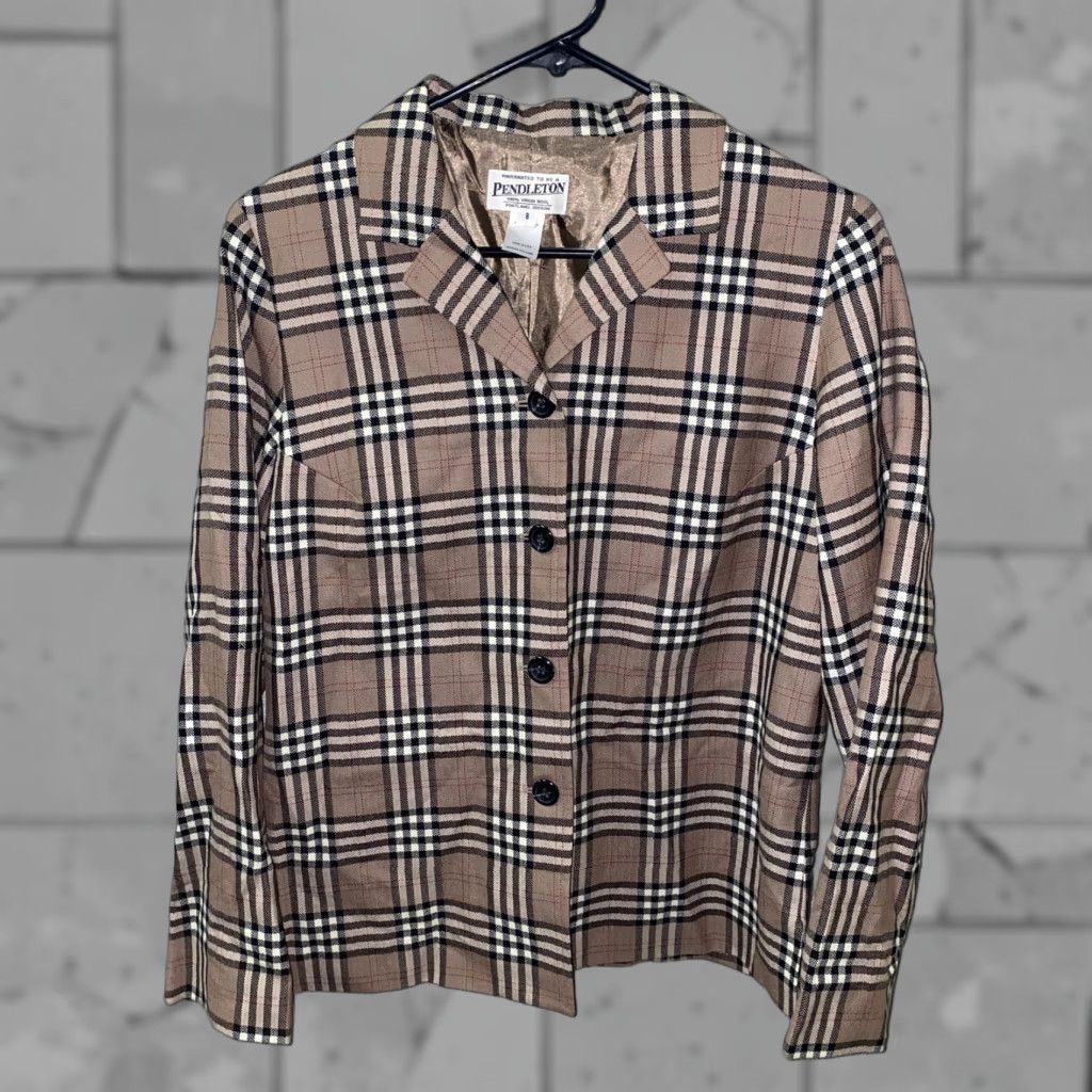 Pendleton Pendleton Sport Coat Jacket Beige Wool USA Made Size 8 Women Regular Plaid Button Front Fall Winter Size M / US 6-8 / IT 42-44 - 1 Thumbnail