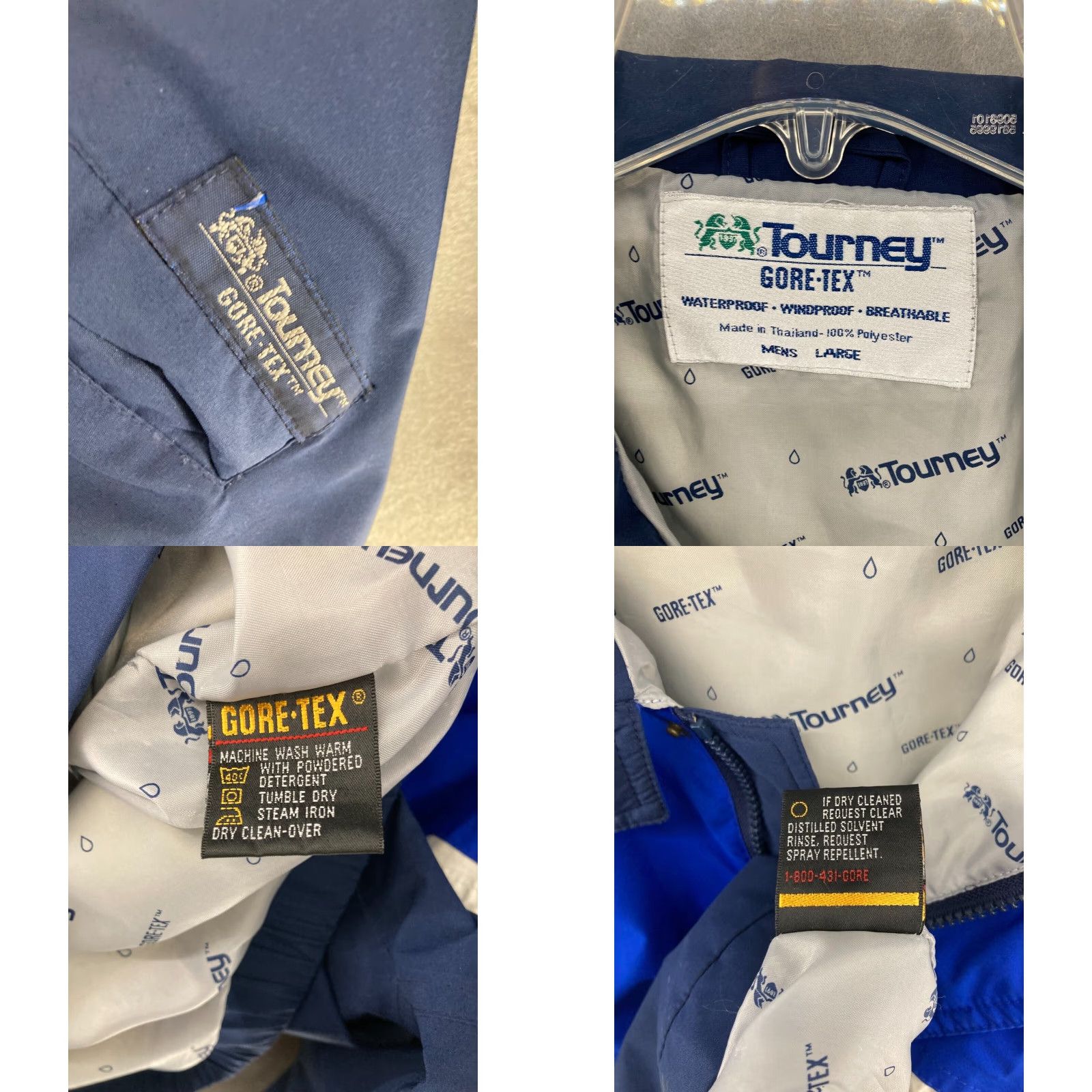 Vintage Tourney Gore Tex Mens Jacket Large Blue Snap Up Size US L / EU 52-54 / 3 - 8 Thumbnail