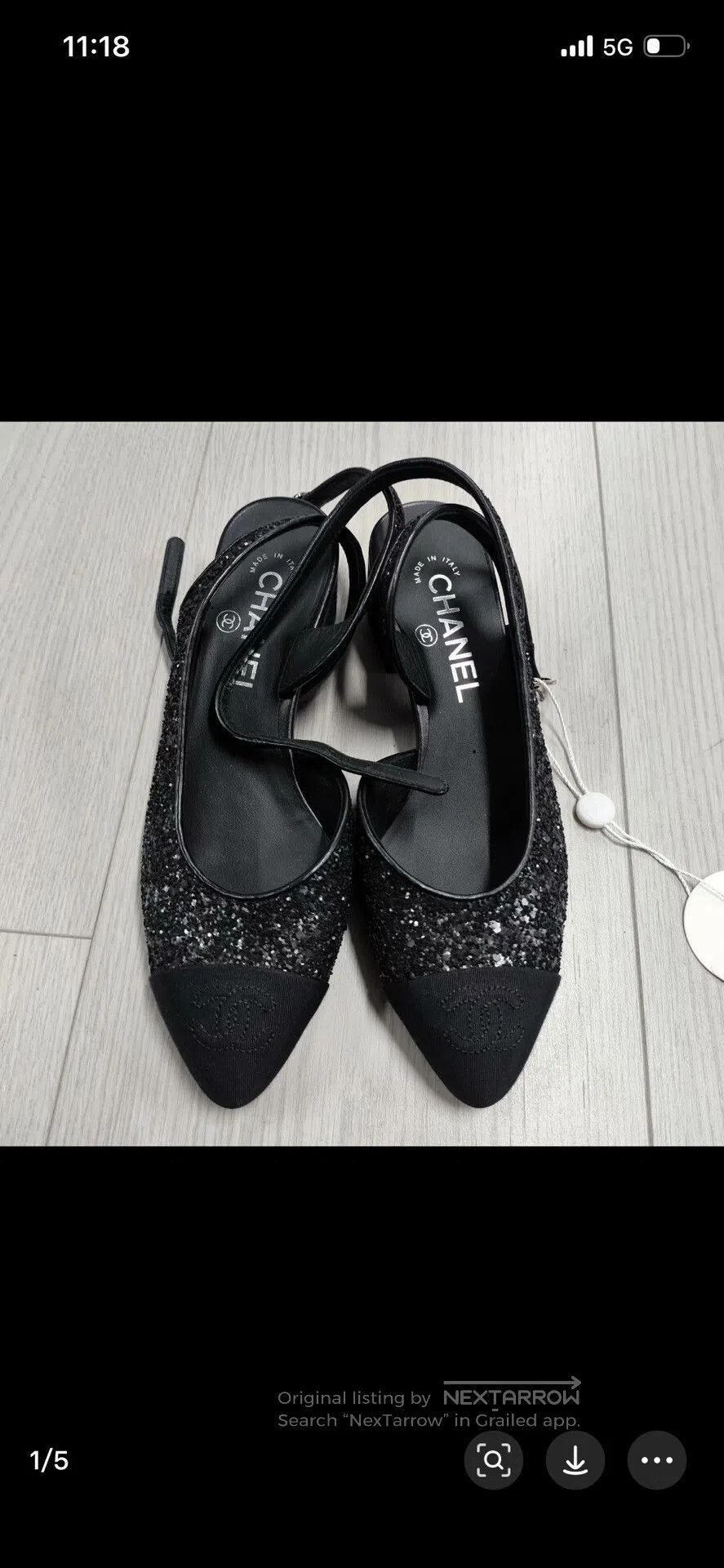 Chanel Chanel Black sequined Mary Jane block heel shoes| Size US 6 / IT 36 - 1 Thumbnail