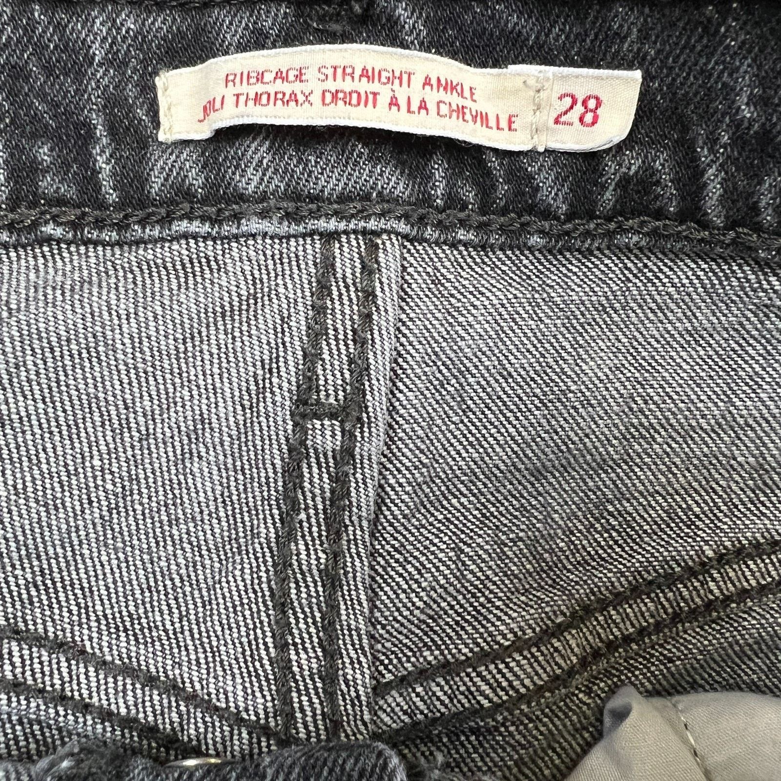 Levi's × Vintage Levi's Ribcage Straight Ankle Jean Black High Rise Denim Size 28" / US 6 / IT 42 - 9 Thumbnail