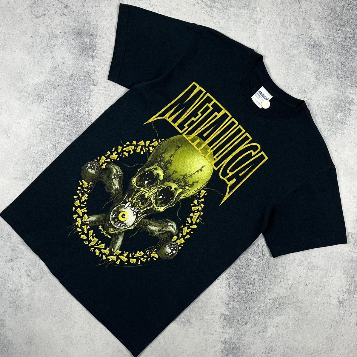 トップス 00s LLICA NO LEAF CLOVER Metallica Men's XL No Leaf Clover Skull Band T-Shirt Pushead