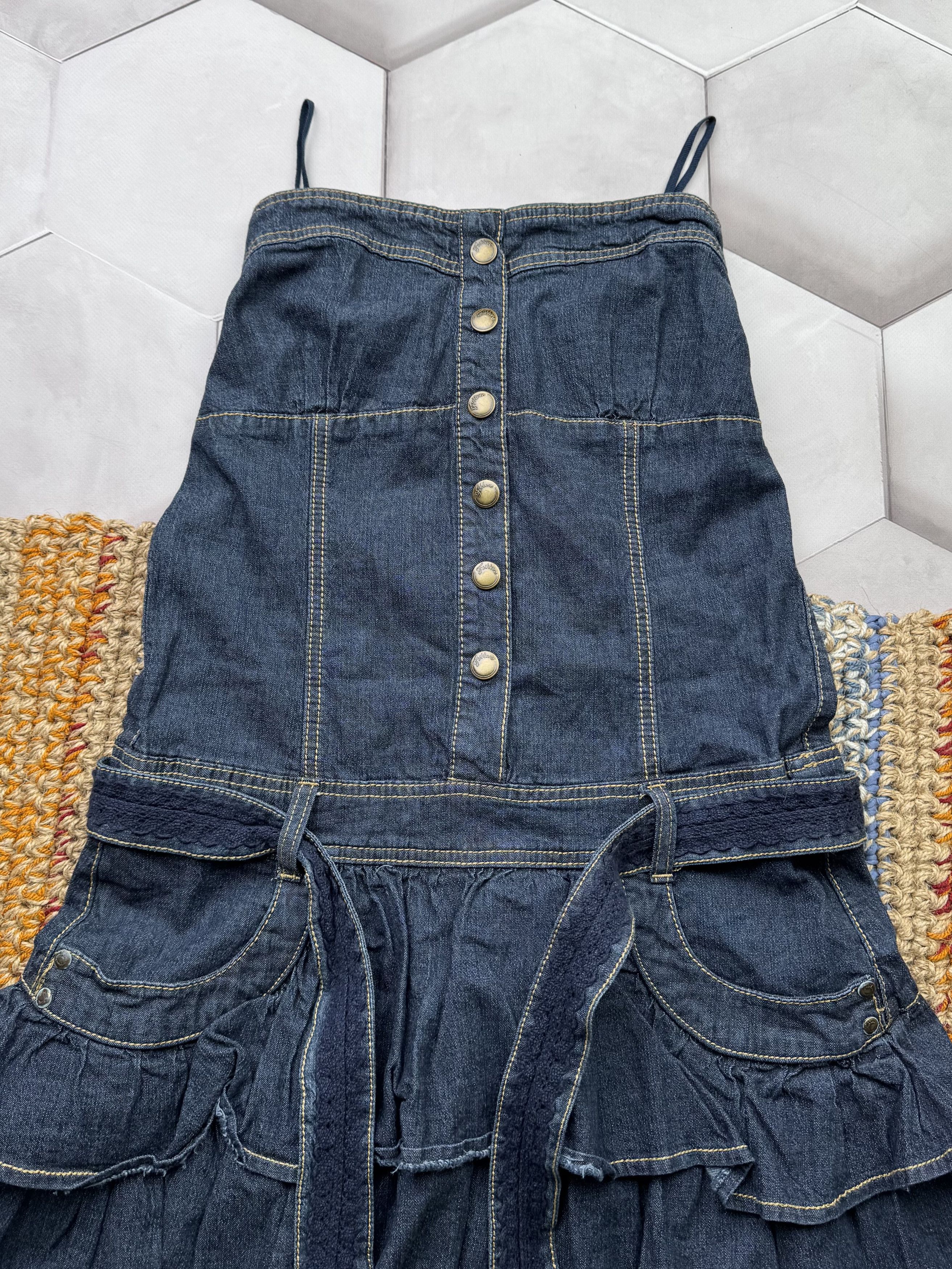 Vintage Vintage Mini Denim Dress Size S / US 4 / IT 40 - 2 Thumbnail