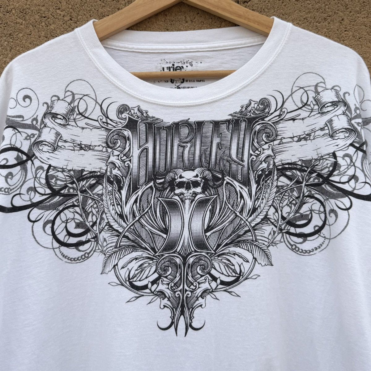 Hurley Vintage Y2K Hurley Long Sleeve T-Shirt White XL Surf Grunge Size US XL / EU 56 / 4 - 4 Thumbnail