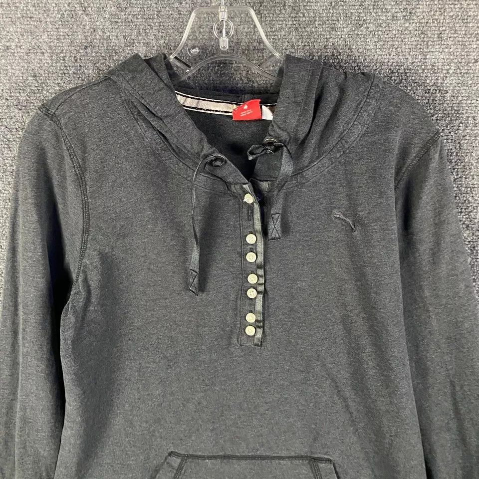 Puma Puma Hoodie Women's XL Gray Henley Pullover Drawstring Size XL / US 12-14 / IT 48-50 - 2 Thumbnail