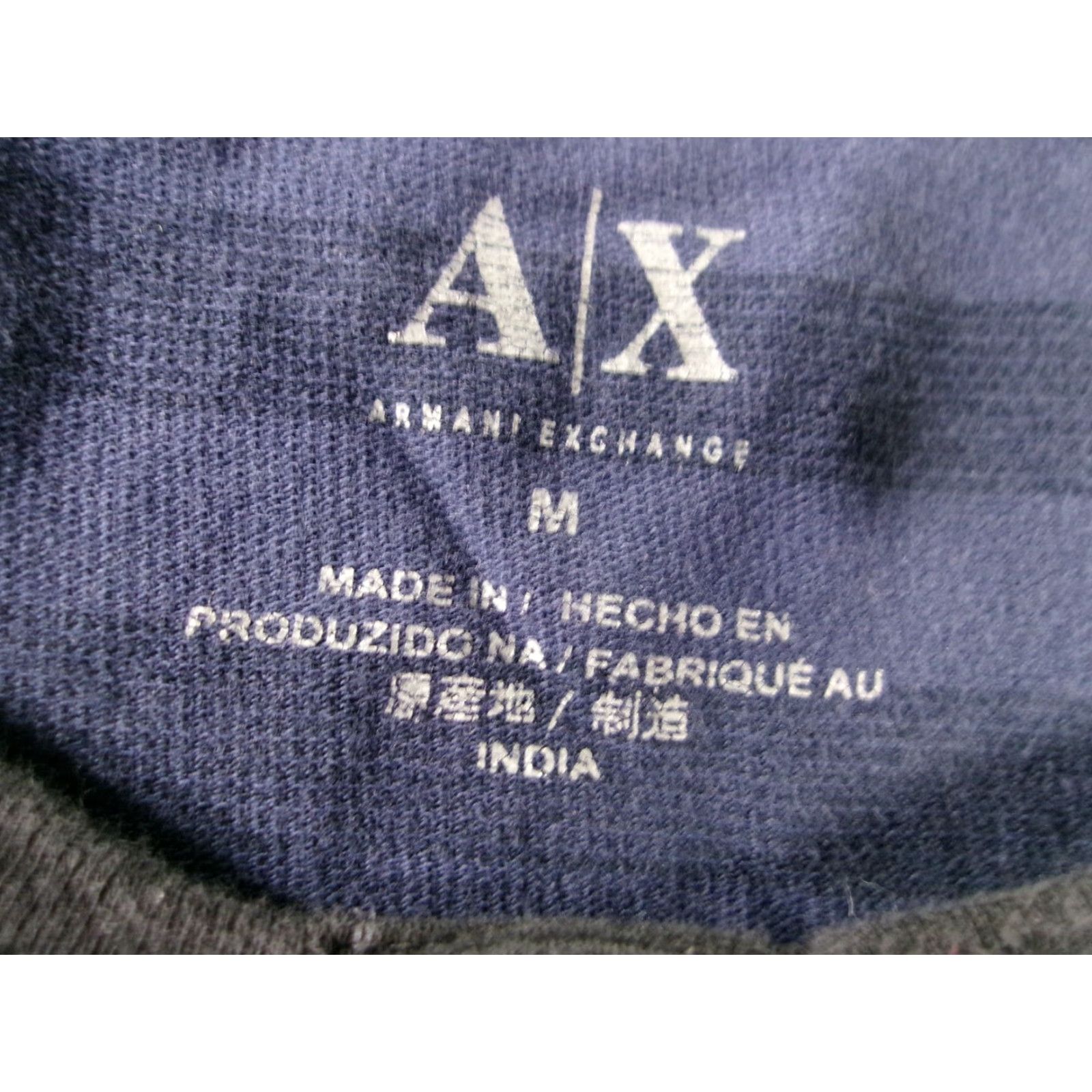 Armani Exchange Armani Exchange Shirt Men Medium Navy Striped Henley Classic Preppy Logo Short Sleeve Cotton Blend Size US M / EU 48-50 / 2 - 6 Thumbnail