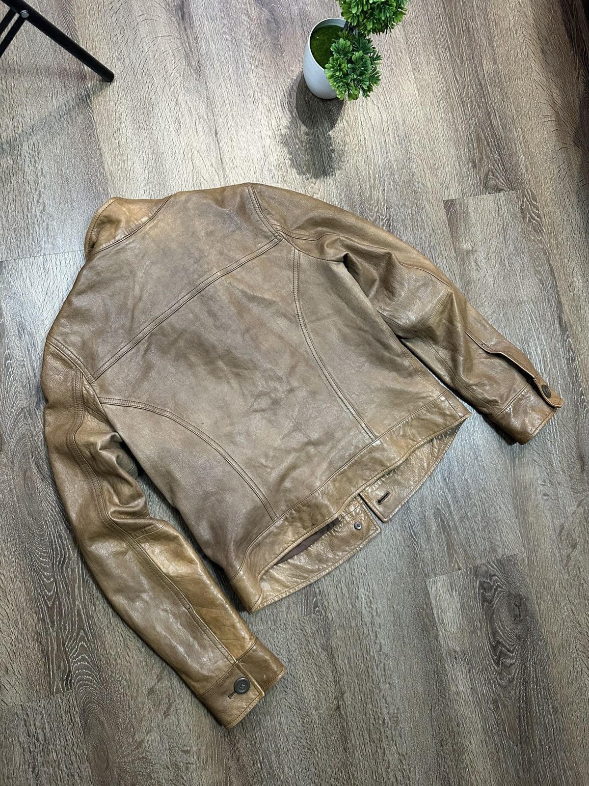 Gap Gap Vintage Brown Leather Biker Jacket Size M / US 6-8 / IT 42-44 - 8 Thumbnail