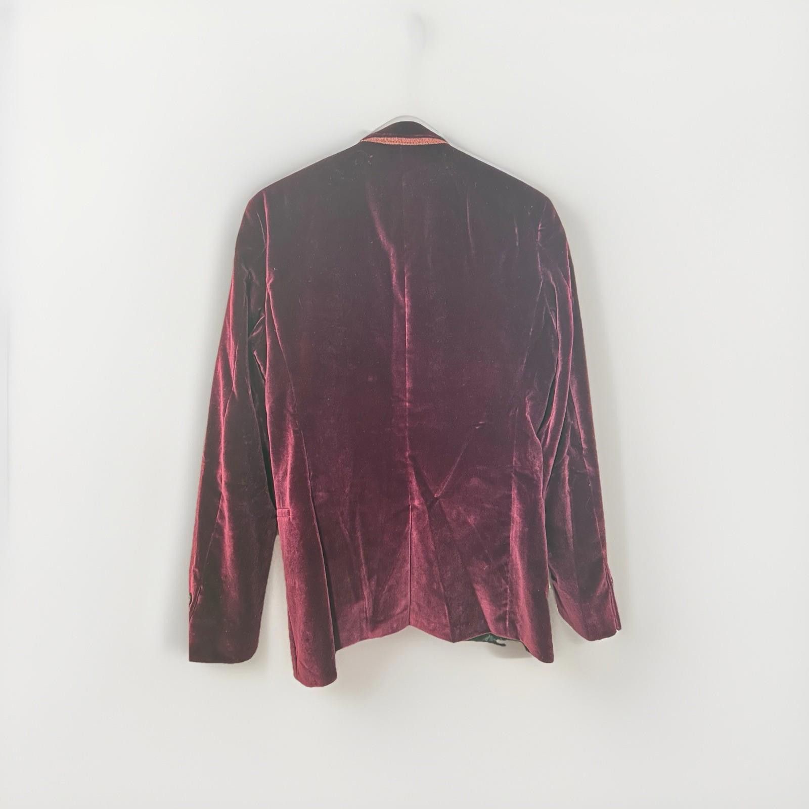 Hugo Boss HUGO by Hugo Boss Men’s Velvet Blazer 36R Burgundy Jacket Size 36R - 7 Thumbnail