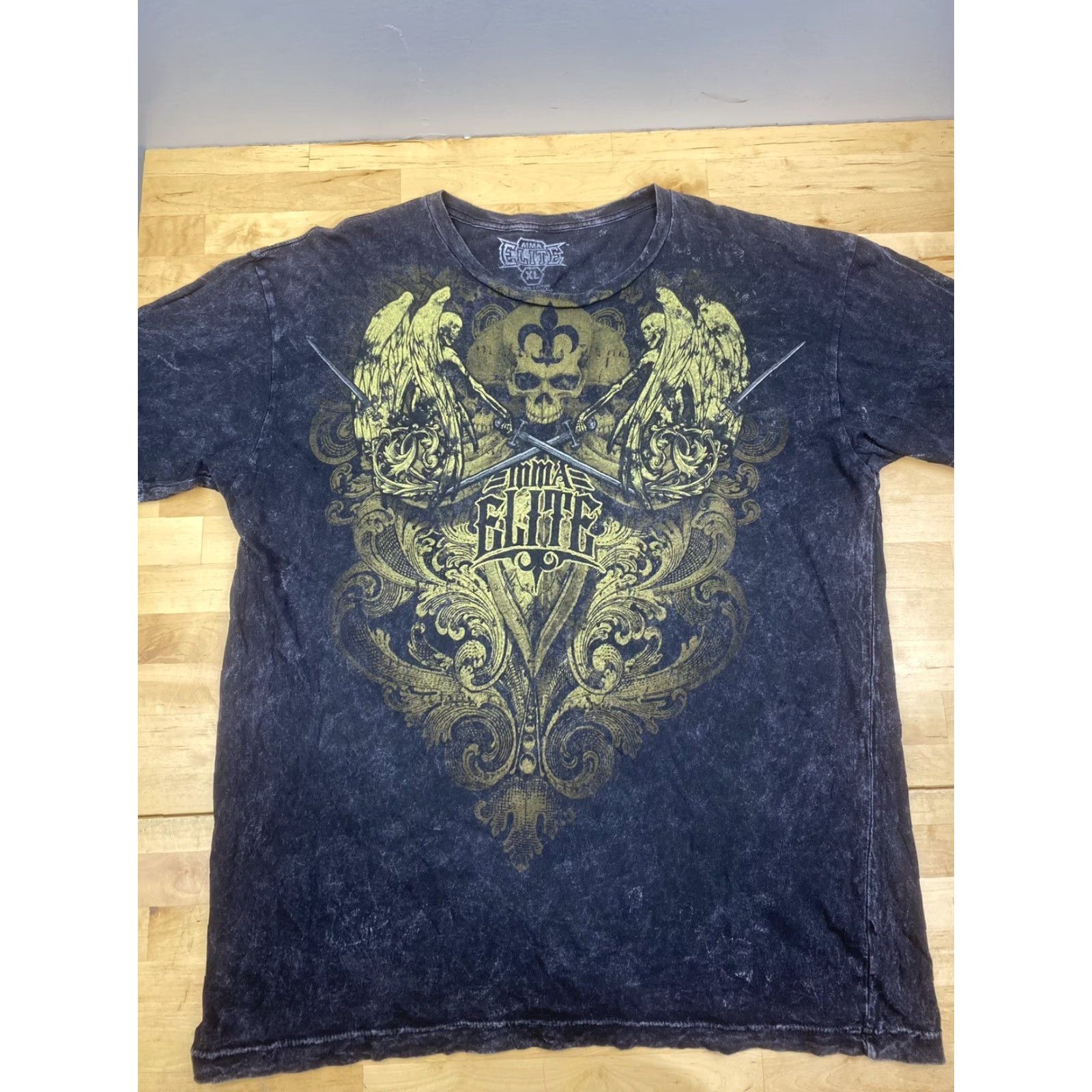 Vintage MMA Elite T Shirt Mens XL Black Skull Graphic Print Crew Neck Short Sleeve 7685 Size US XL / EU 56 / 4 - 2 Thumbnail