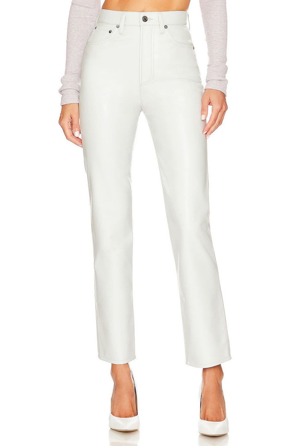 Agolde Agolde White 90s Leather Pants Size 24" / US 00 / IT 34 - 1 Thumbnail